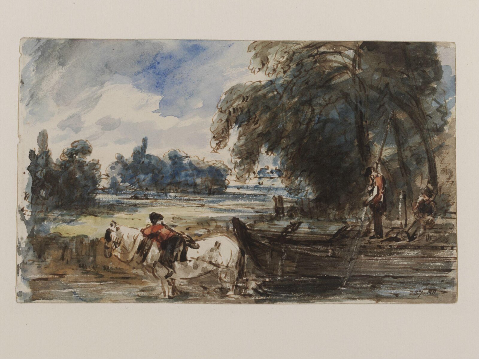 A barge on the Stour, John Constable, ca. 1832