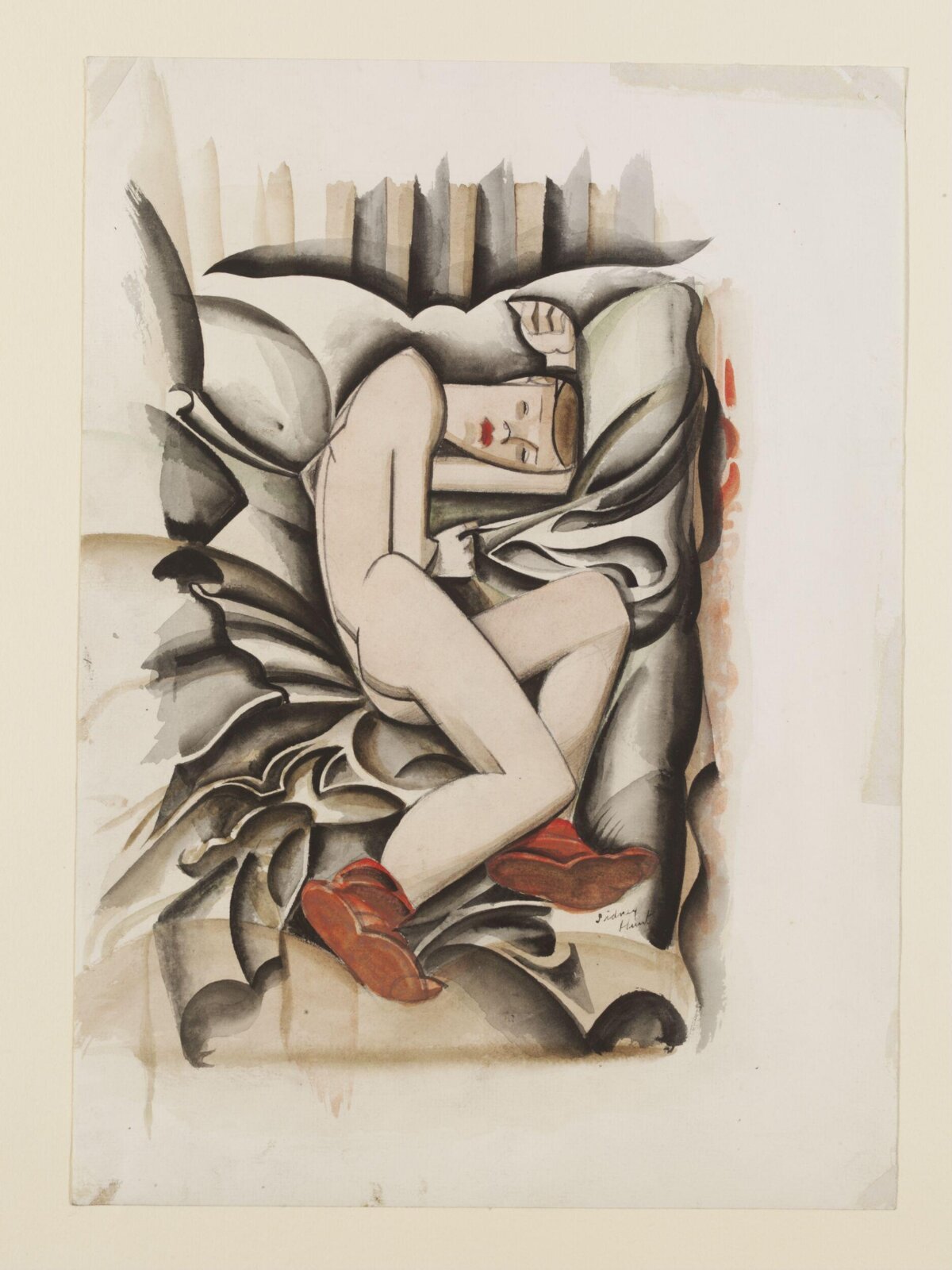 Nude reclining on a bed, Sidney Hunt, circa 1920s
