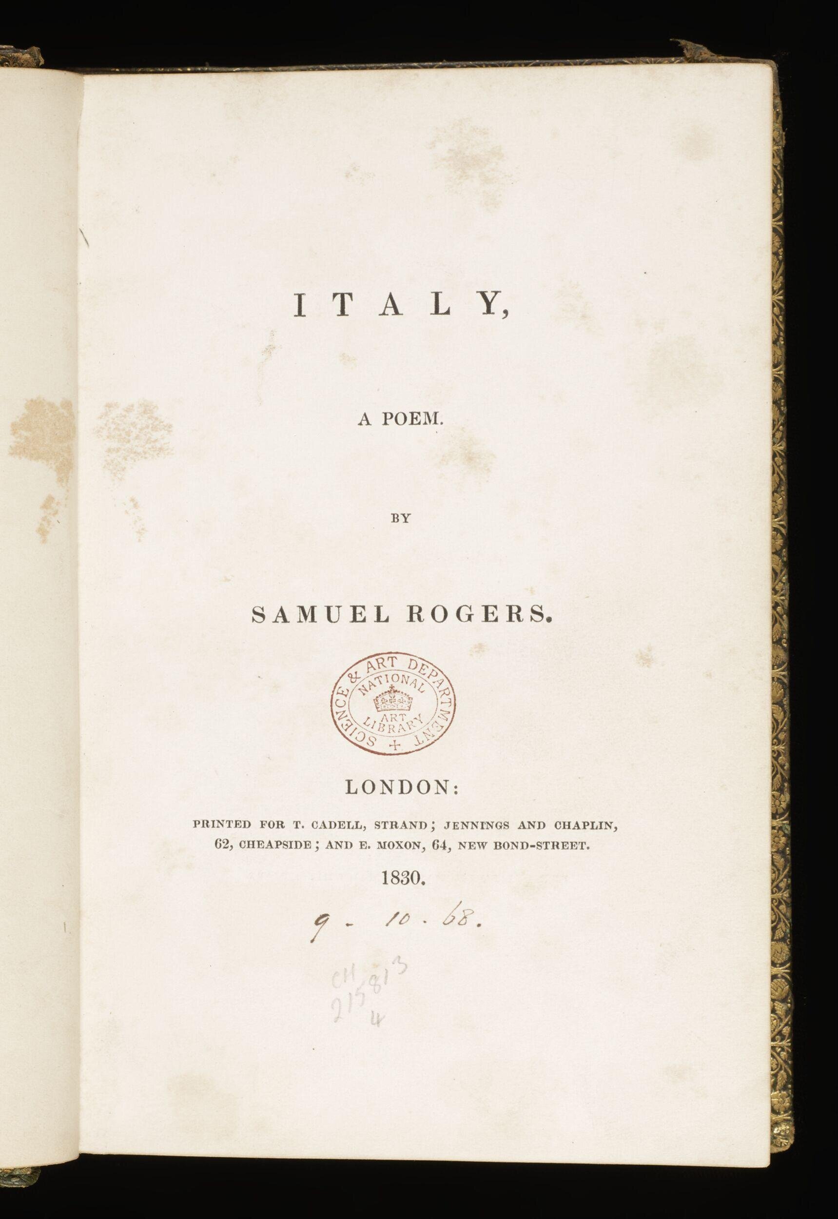 Italy: a poem