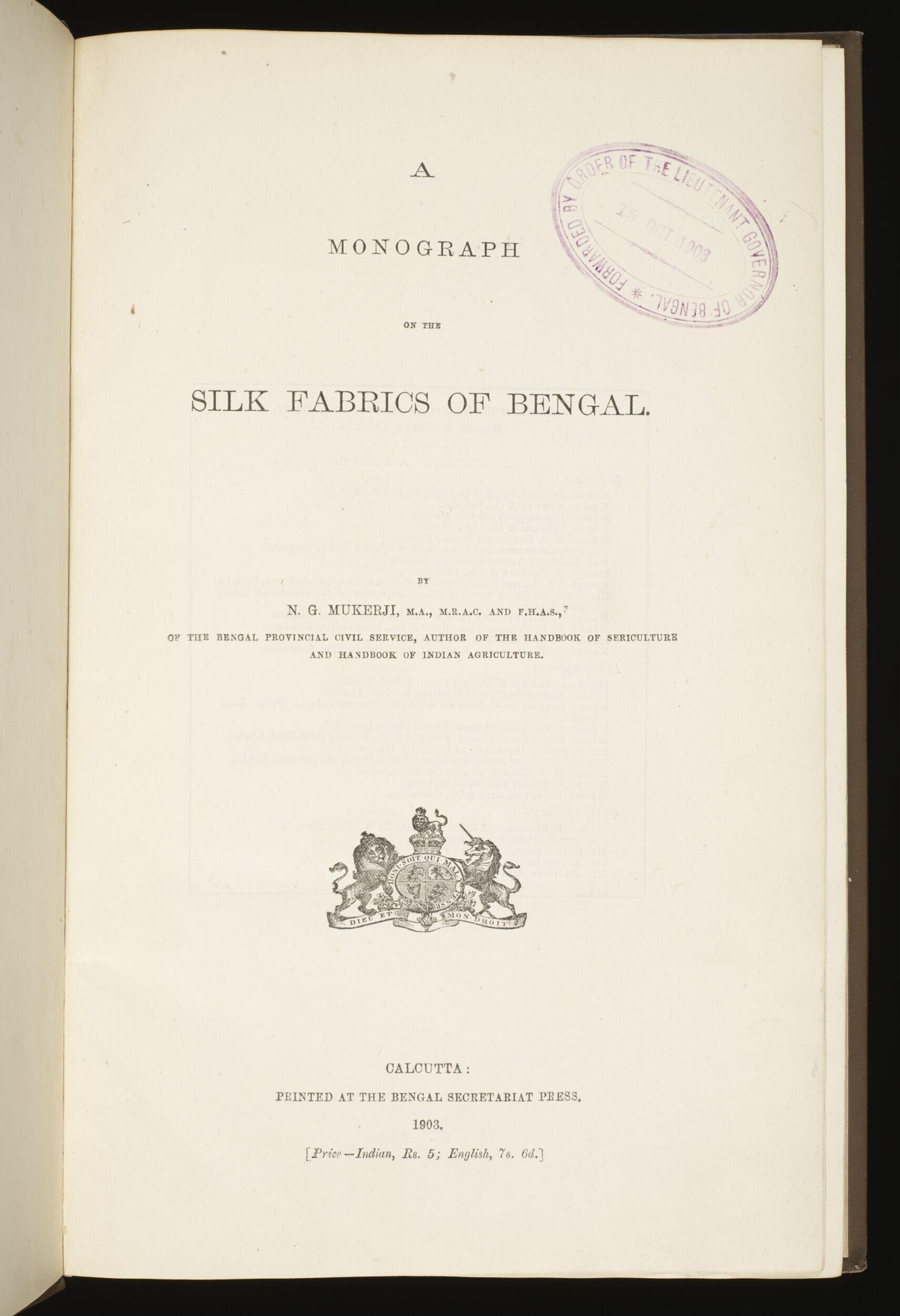 A monograph on the silk fabrics of Bengal