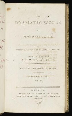 The dramatic works of John O'Keefe