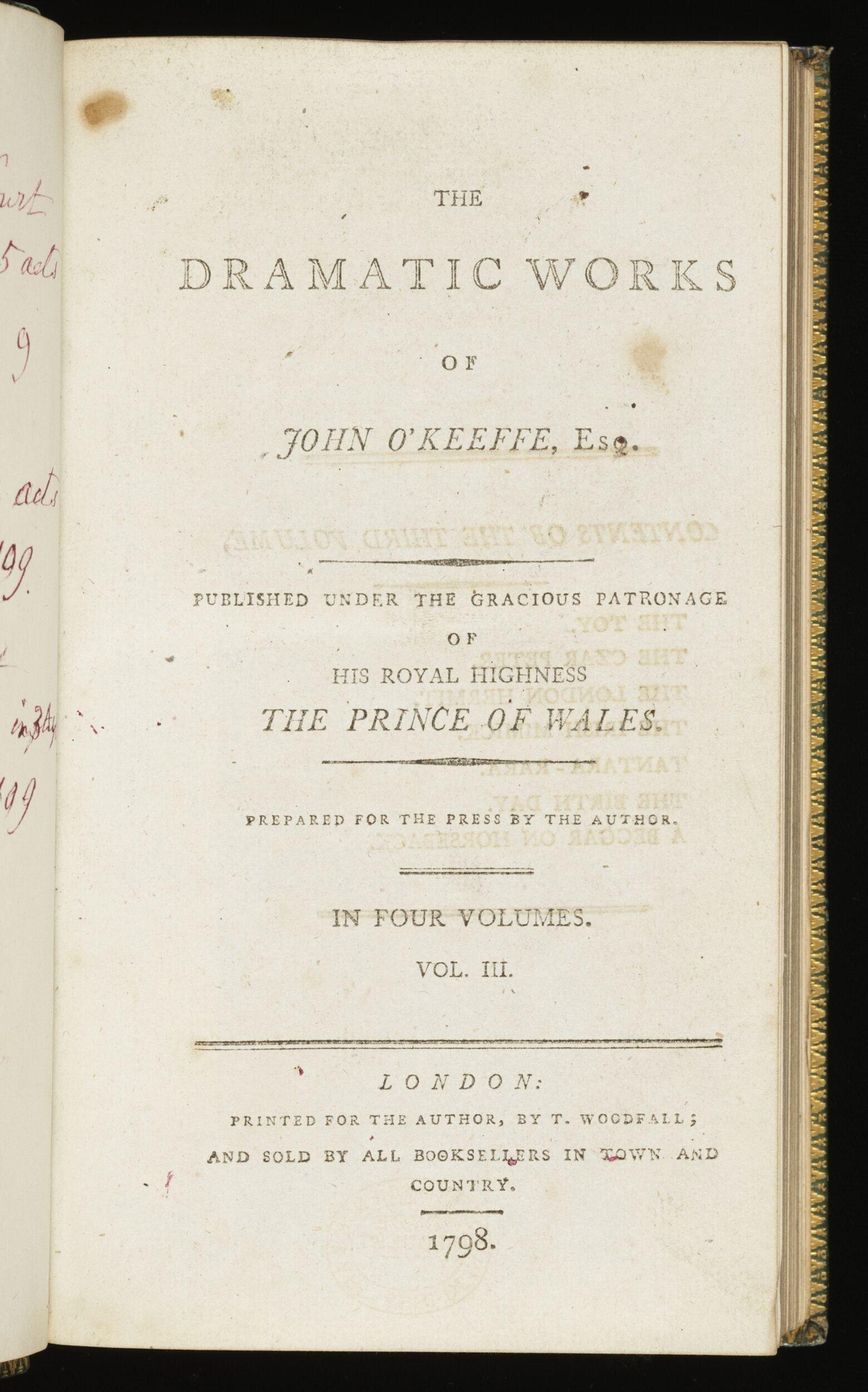 The dramatic works of John O'Keefe
