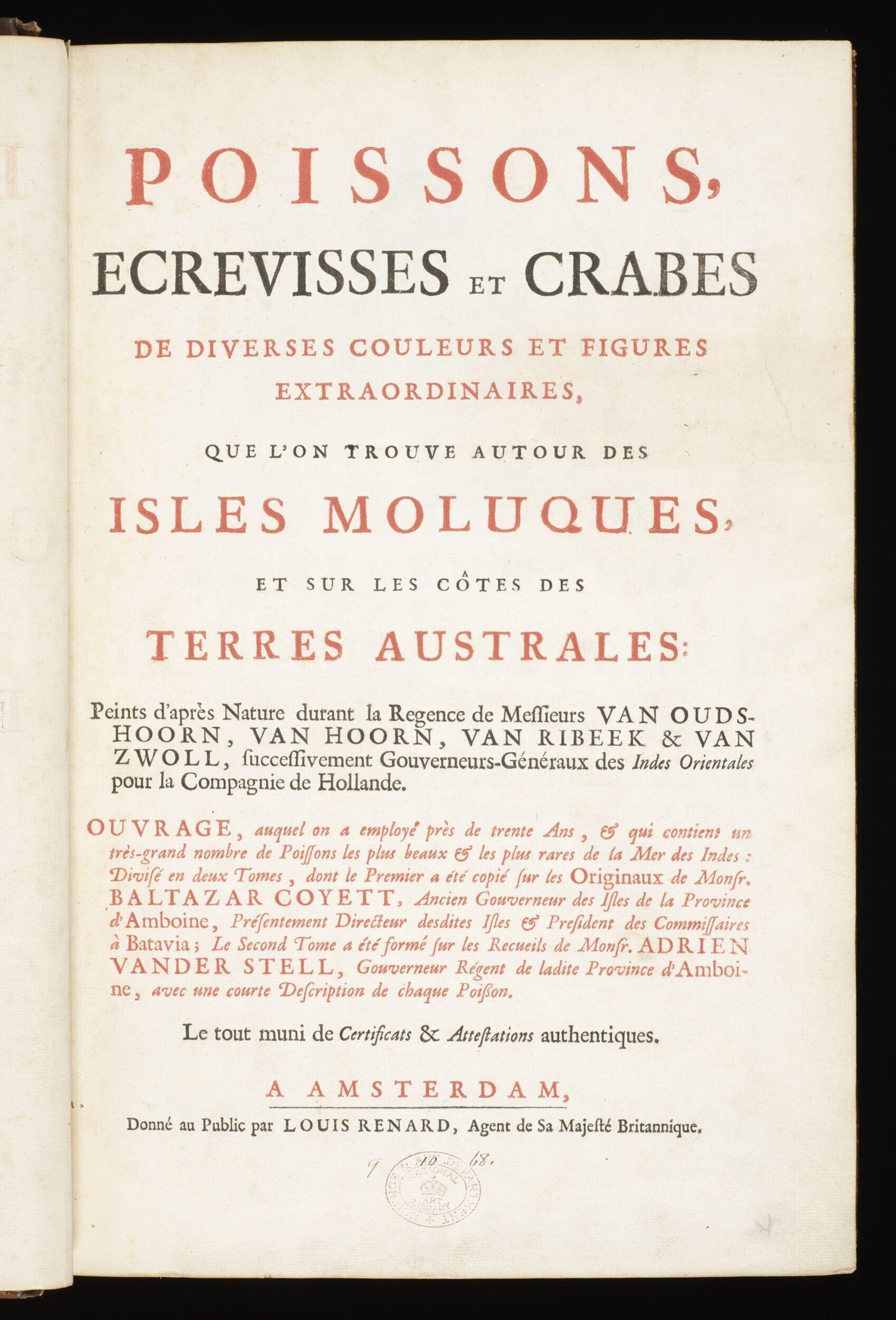 Poissons, ecrevisses, et crabes de diverses couleurs et figures extraordinaires