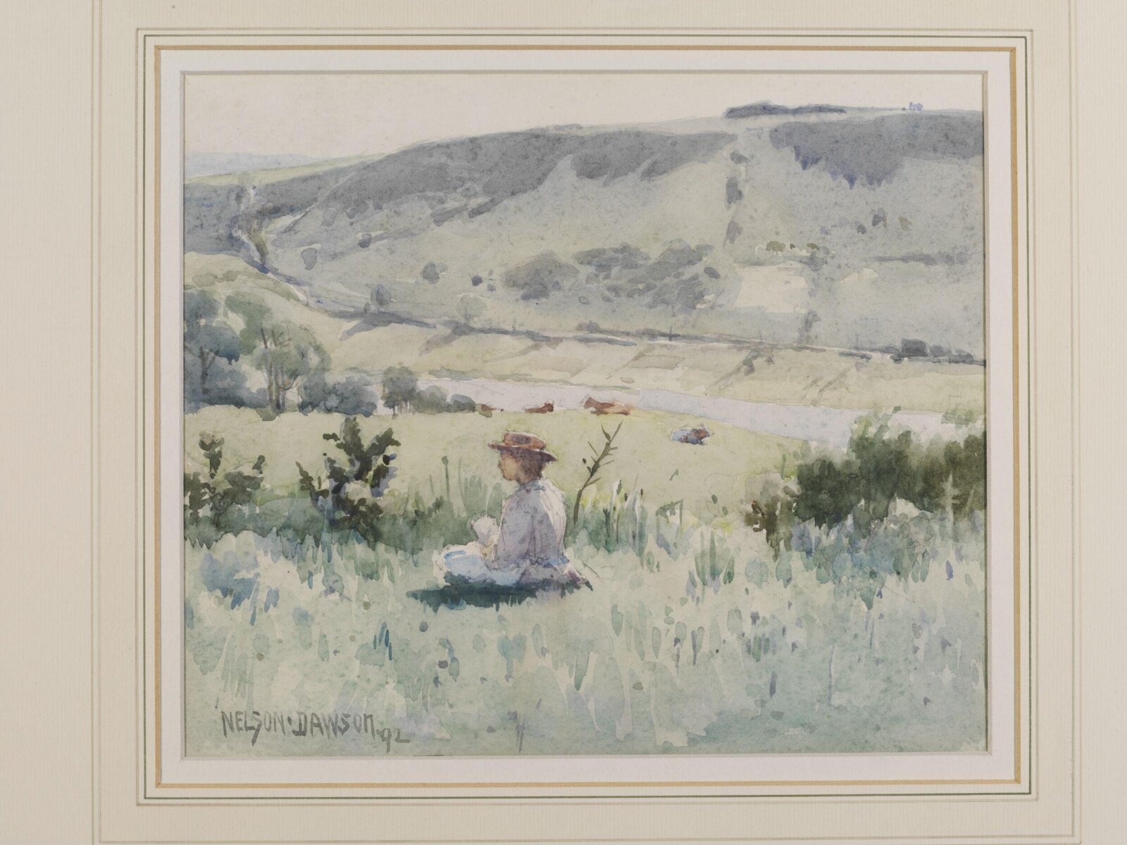 Landscape with a seated figure, Nelson Dawson, 1892