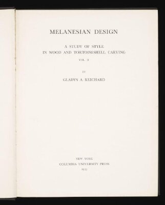 Melanesian design: a study of style in wood and tortoiseshell carving