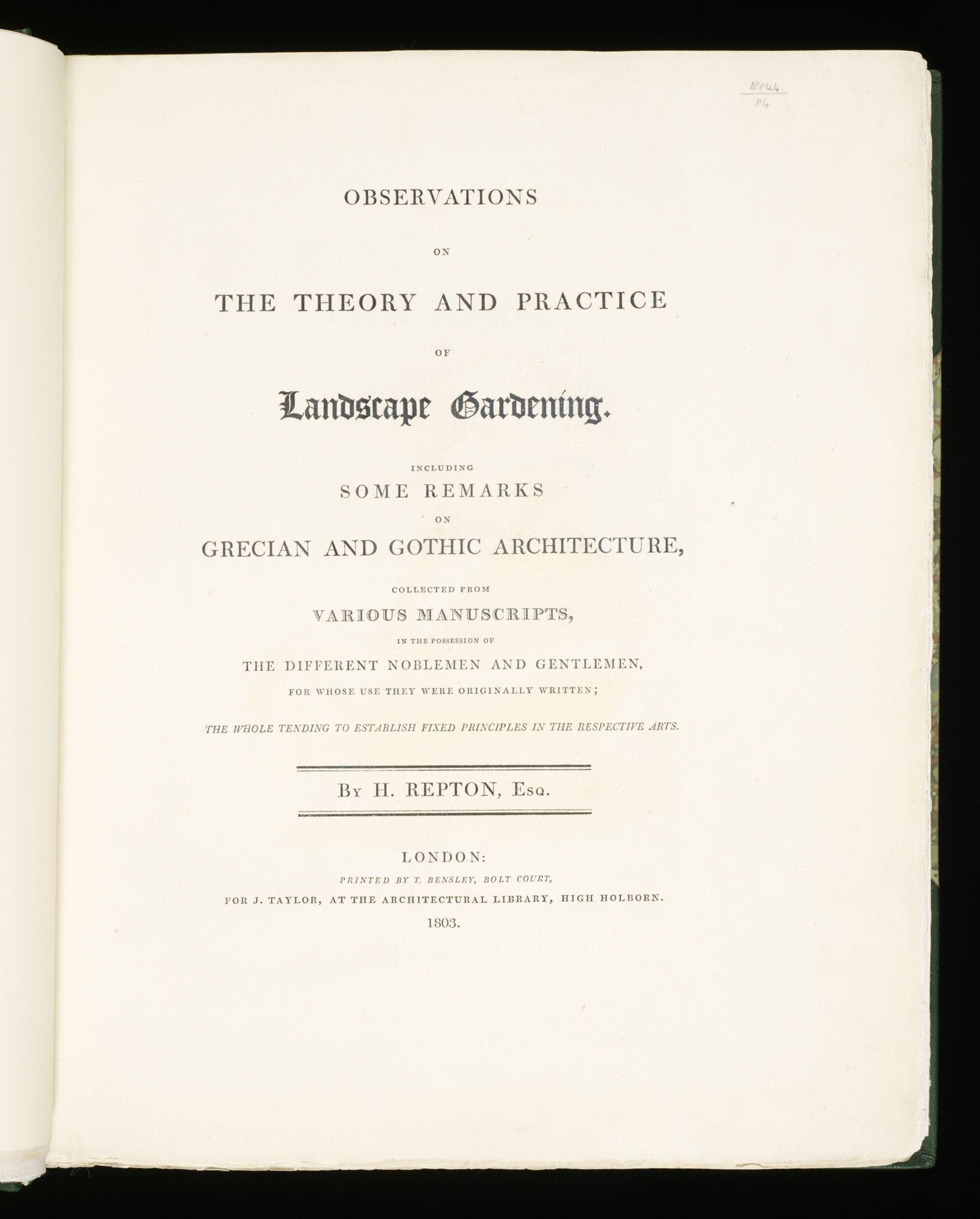 Observations on the theory and practice of landscape gardening