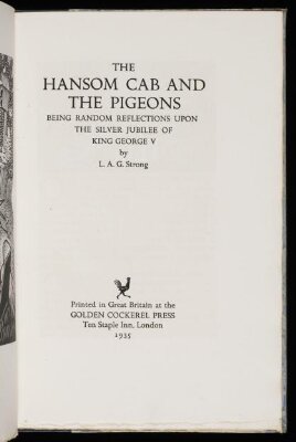 The hansom cab and the pigeons: being random reflections upon the Silver Jubilee of King George V