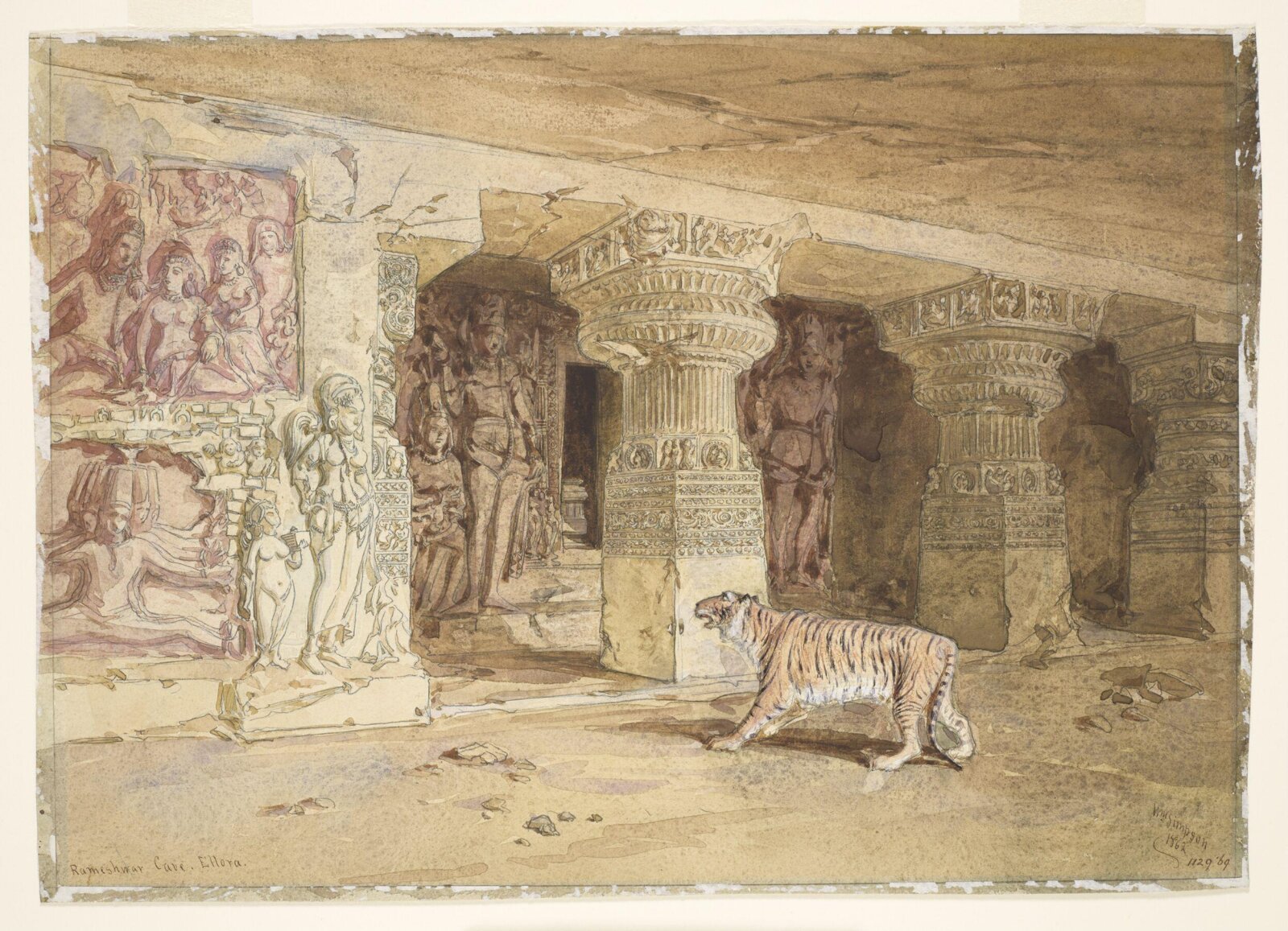 Rameshwar cave, Ellora, William Simpson, 1862