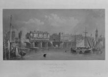 Old London Bridge as it appeared in 1745 thumbnail 1