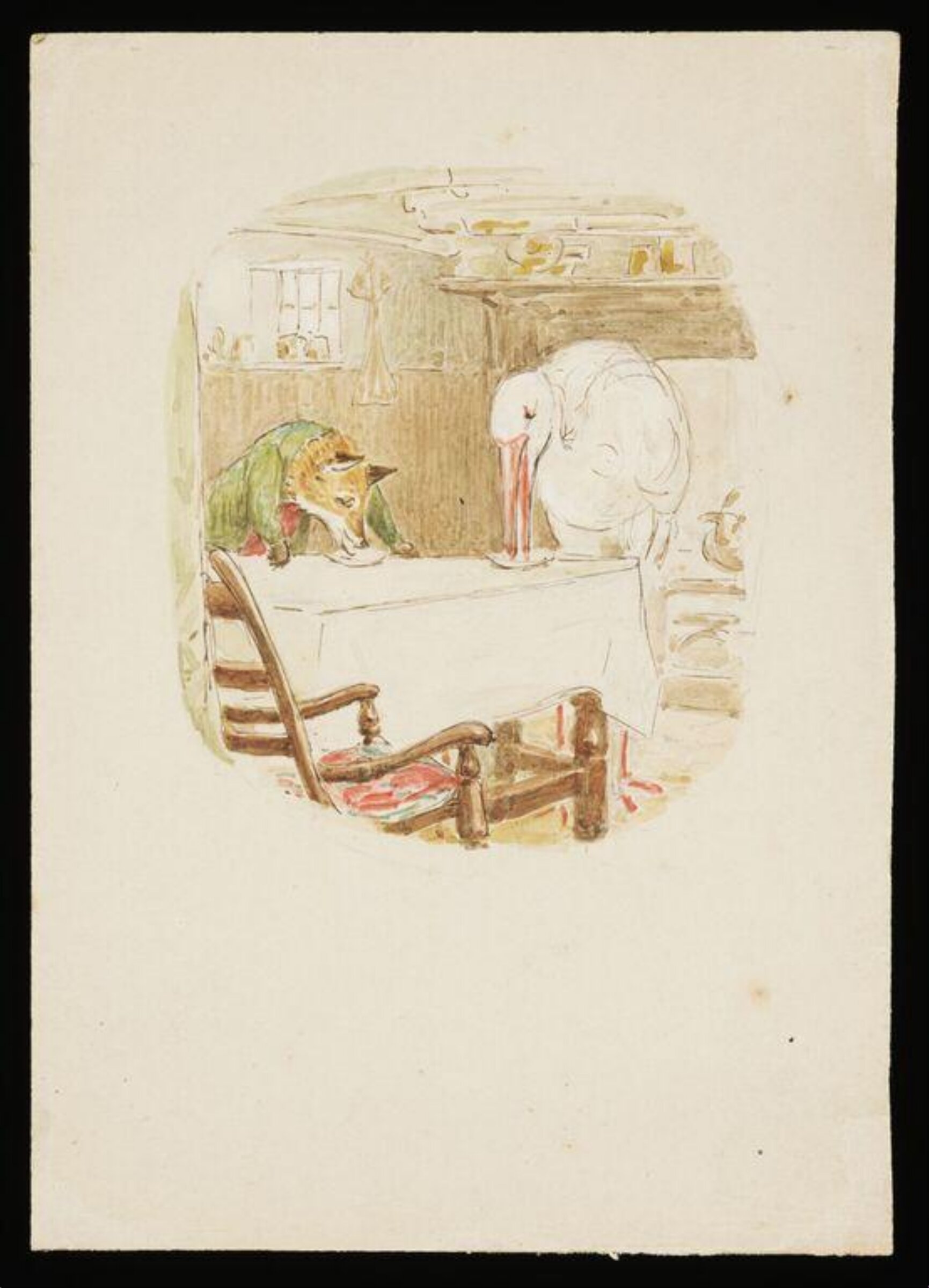 The fox and the stork eating a meal, Beatrix Potter, 1919