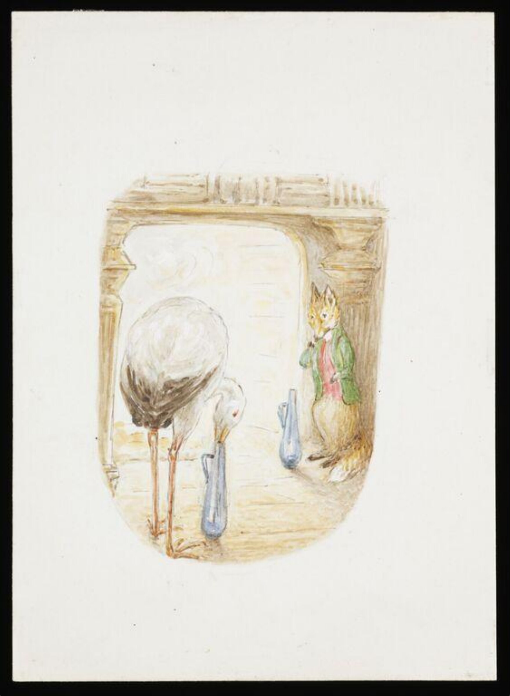 The fox watching the stork feeding from a narrow-necked jar, Beatrix Potter, 1919