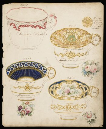 Sheet of teacup designs from a pattern book