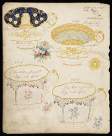 Sheet of teacup designs from a pattern book thumbnail 1