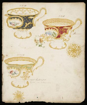 Sheet of teacup designs from a pattern book