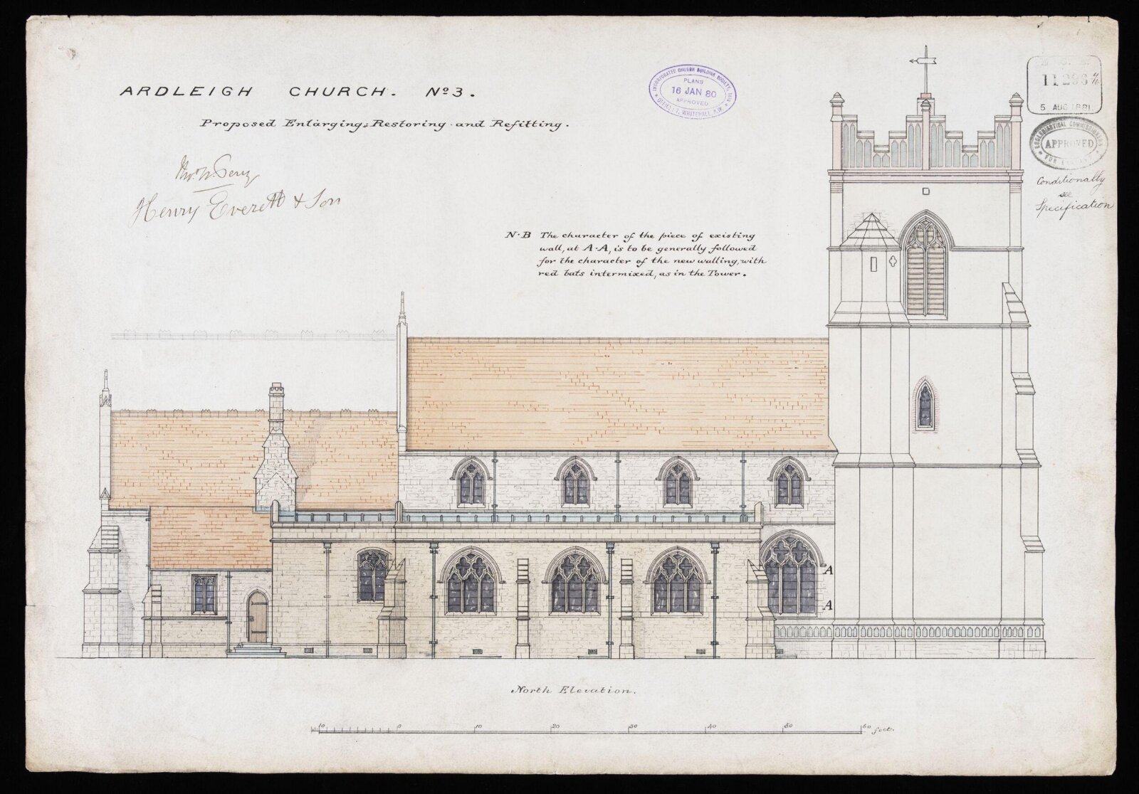 Drawing, William Butterfield, 1879 to 1880
