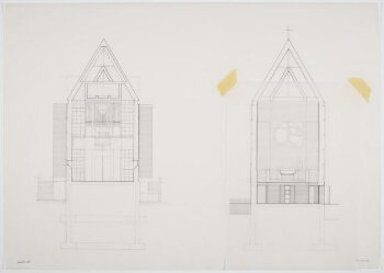 Two elevations of St Paul's Church Harringay