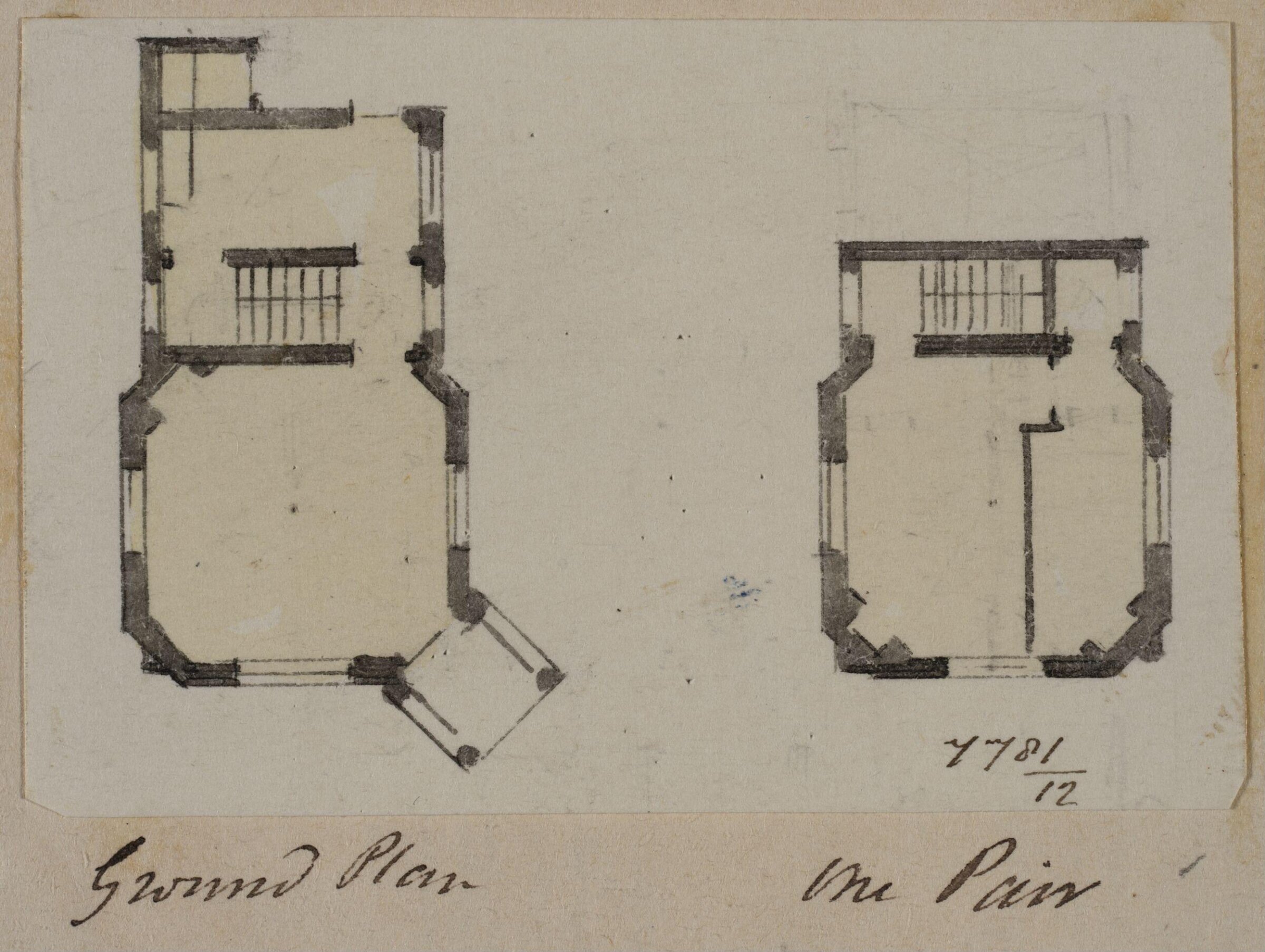 Vignette with the plans of the ground and first floor of a country cottage or lodge, Charles James Richardson, circa 1850 - 1870
