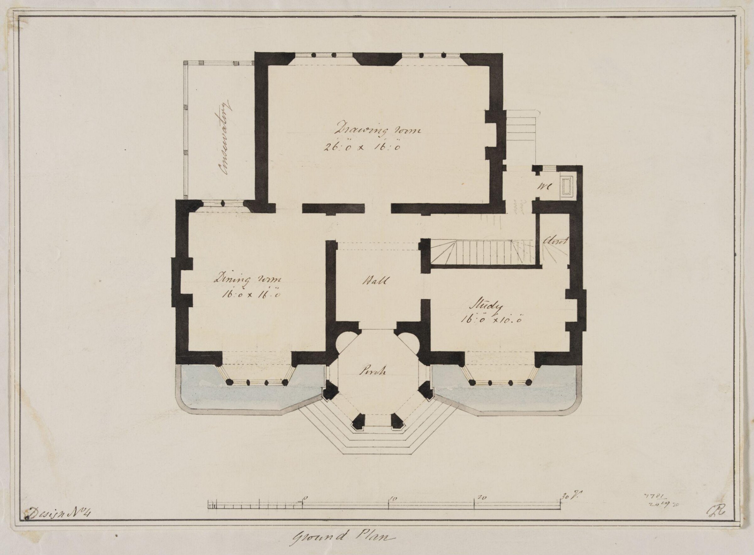 Design no. 4 - Plan of the ground floor of an Elizabethan Villa, Charles James Richardson, circa 1850 - 1870