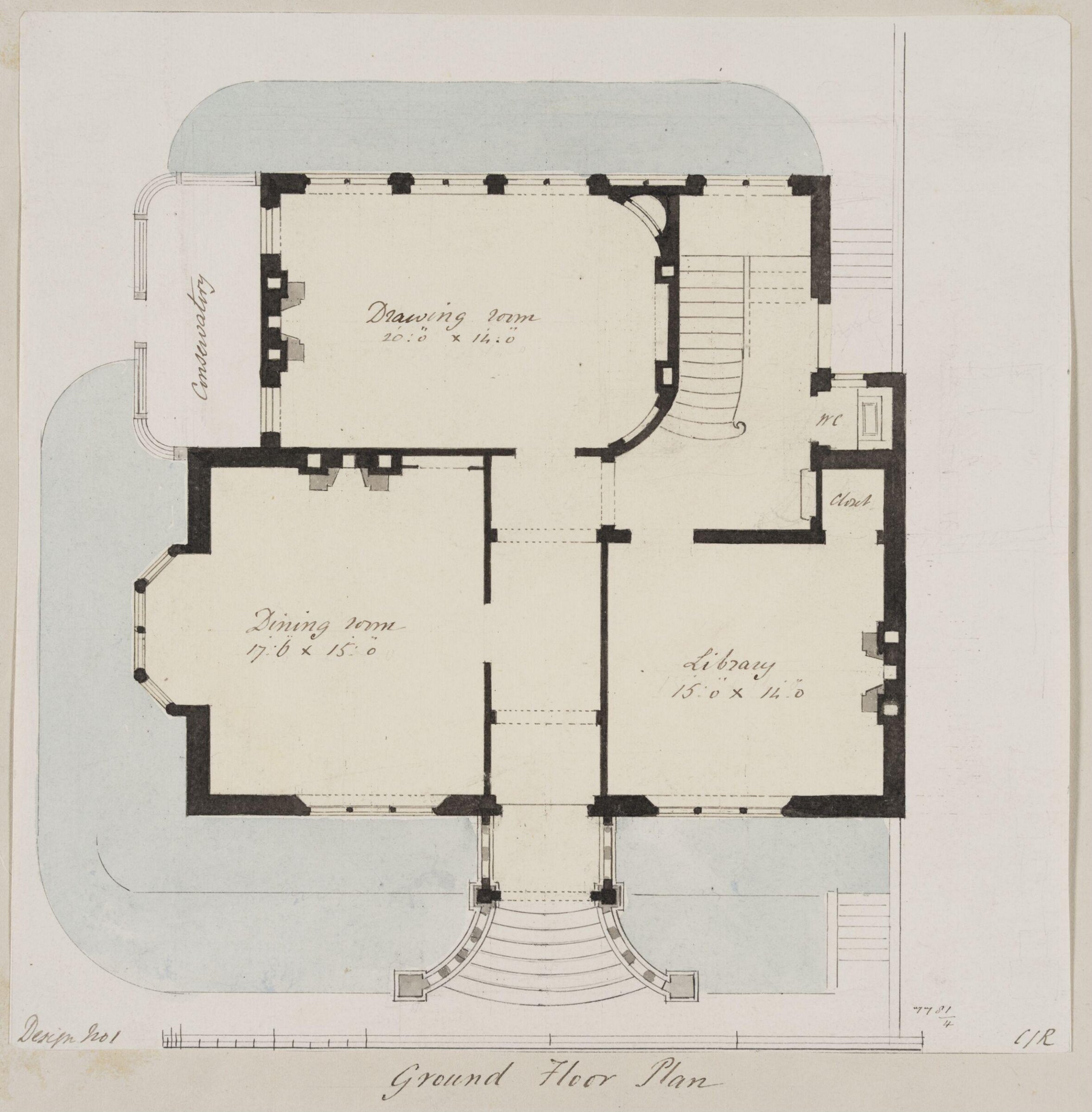 Design no. 1 - Ground floor plan of a small country villa, Charles James Richardson, circa 1850 - 1870