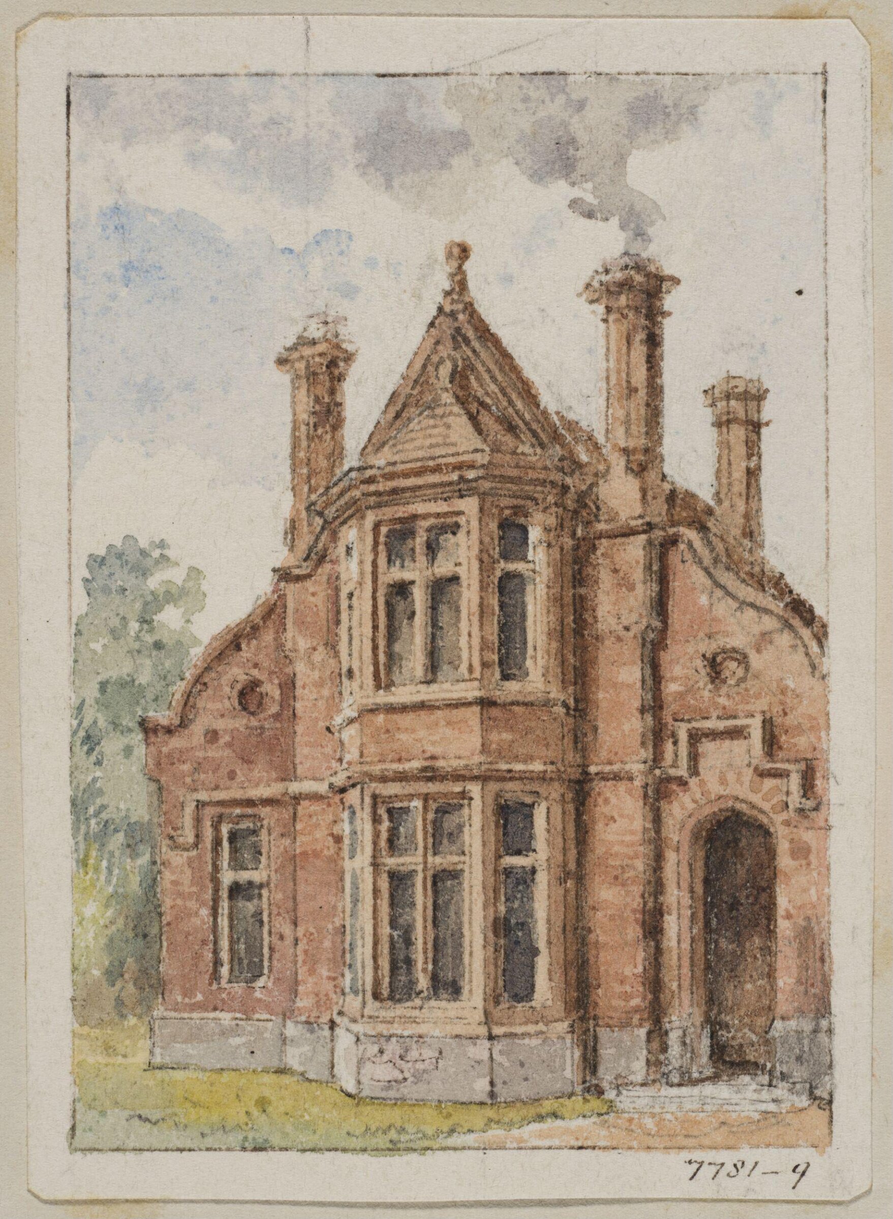 Vignette with the perspective view of a country cottage, Charles James Richardson, circa 1850 - 1870