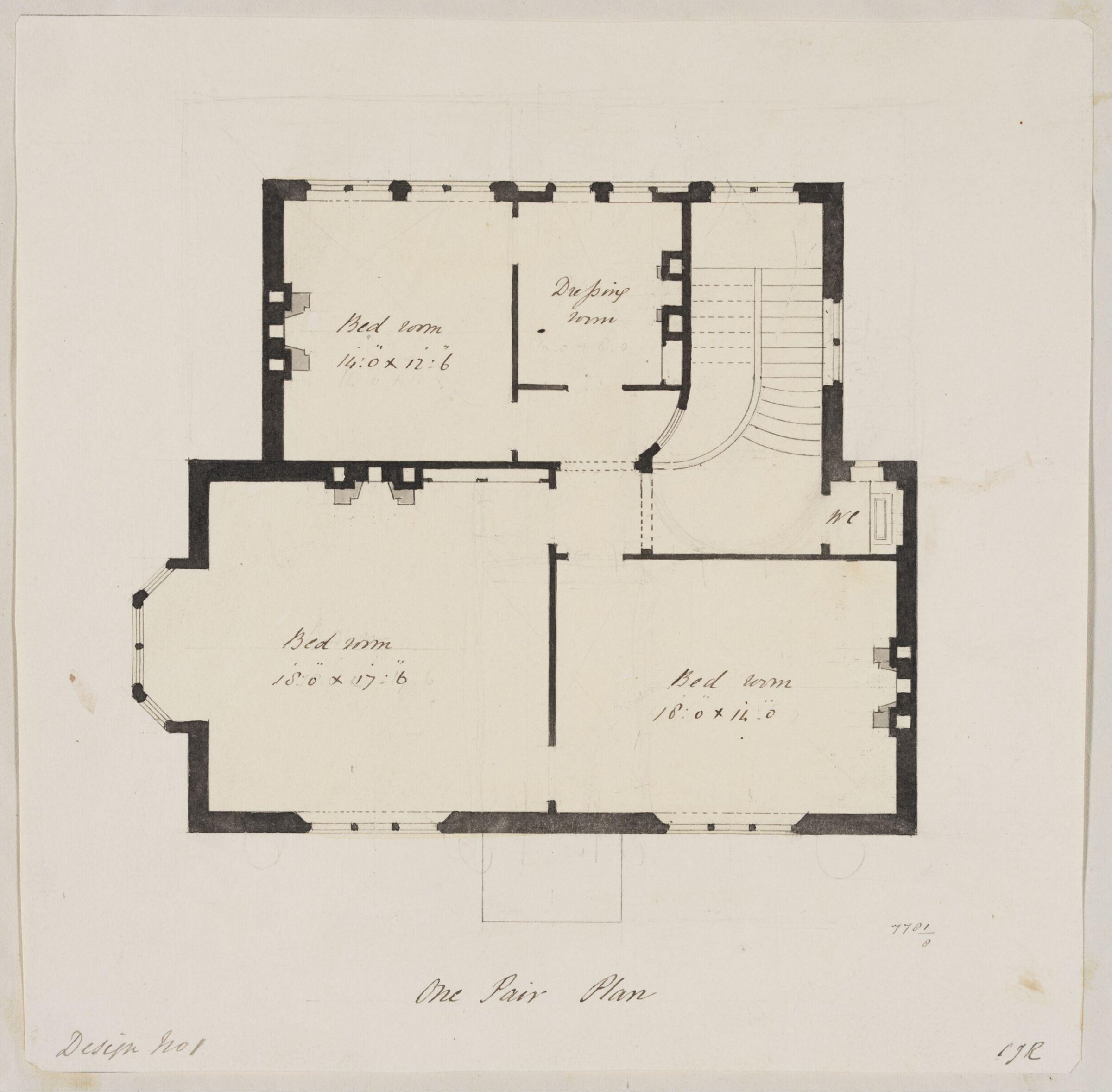 Design no. 1 -  Plan of the first floor of a small country villa, Charles James Richardson, circa 1850 - 1870