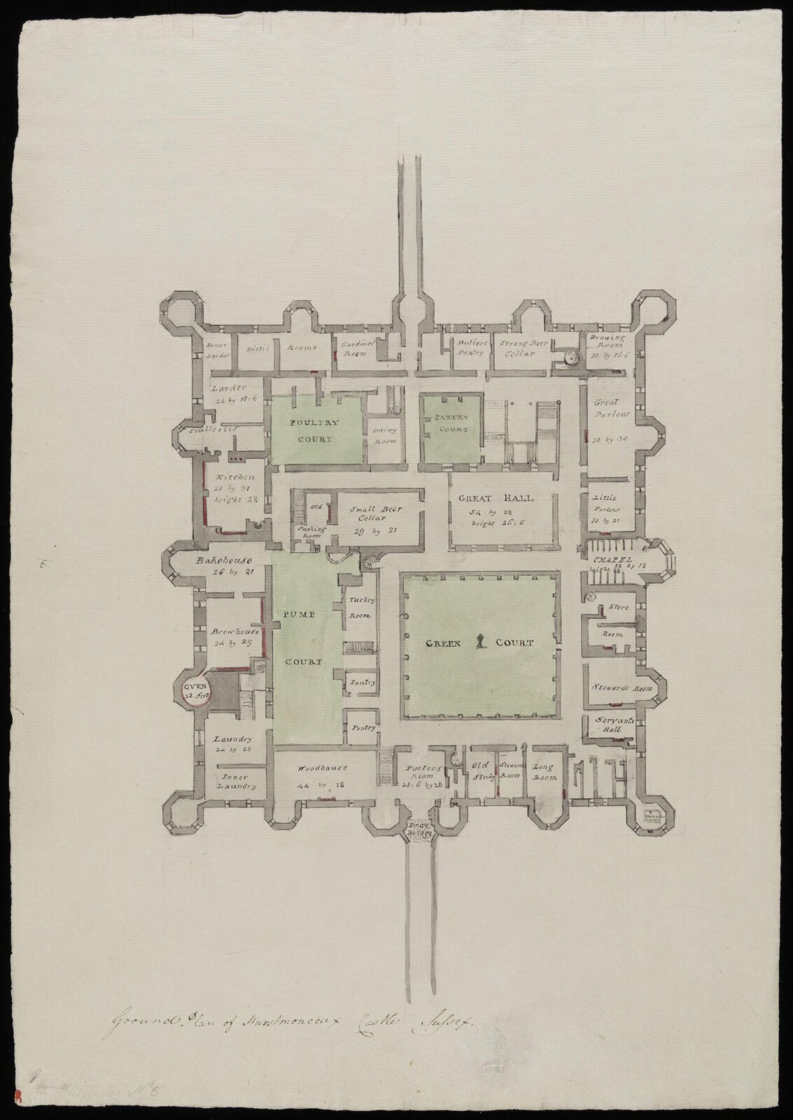 Ground plan, giving dimensions., James Lambert senior, 1776