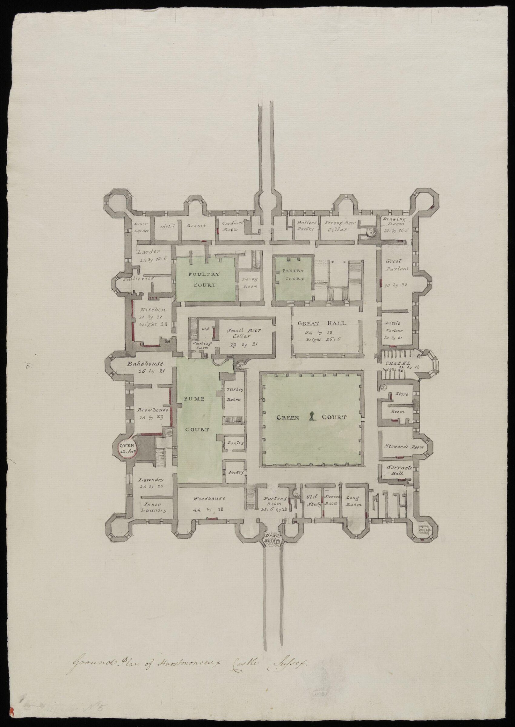 Ground plan, giving dimensions., James Lambert senior, 1776