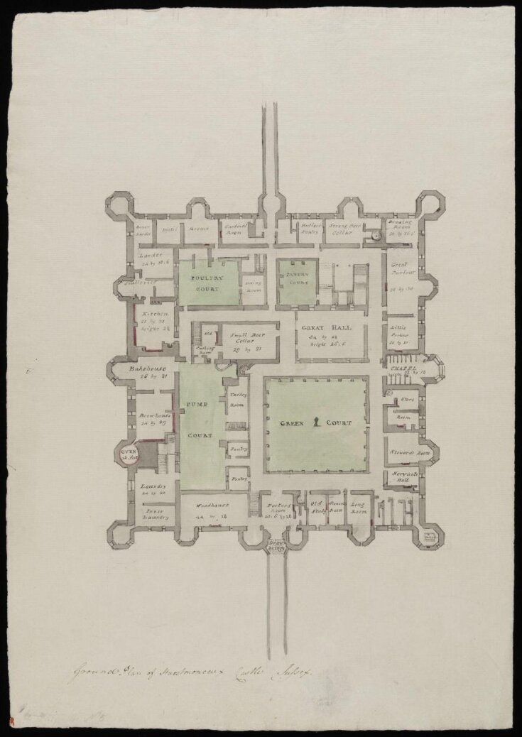 Ground plan, giving dimensions. top image