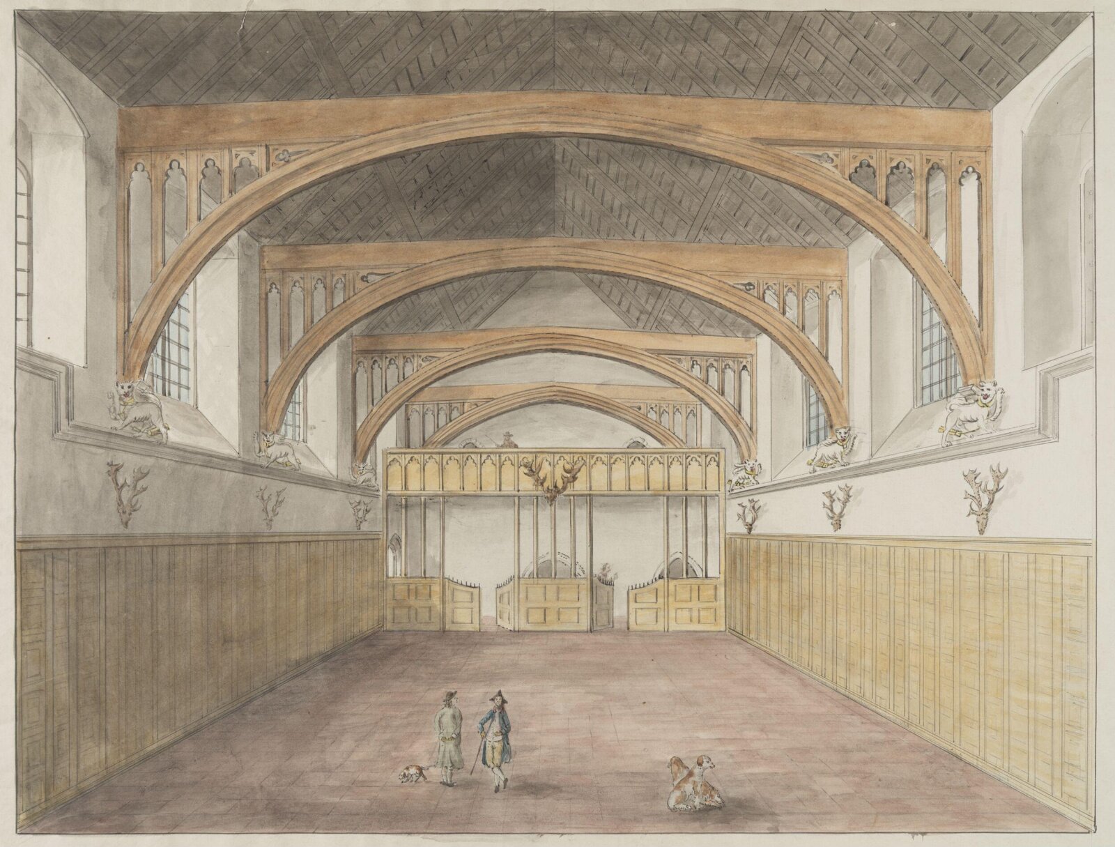 Interior of Hall, looking towards screen., James Lambert senior, 1776