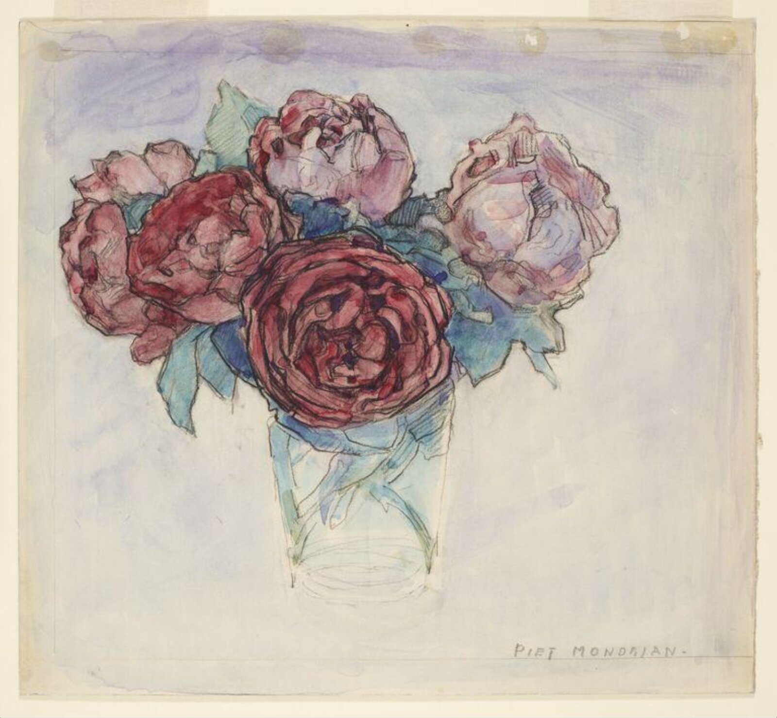 Roses in a vase, Piet Mondrian, 1938-1940