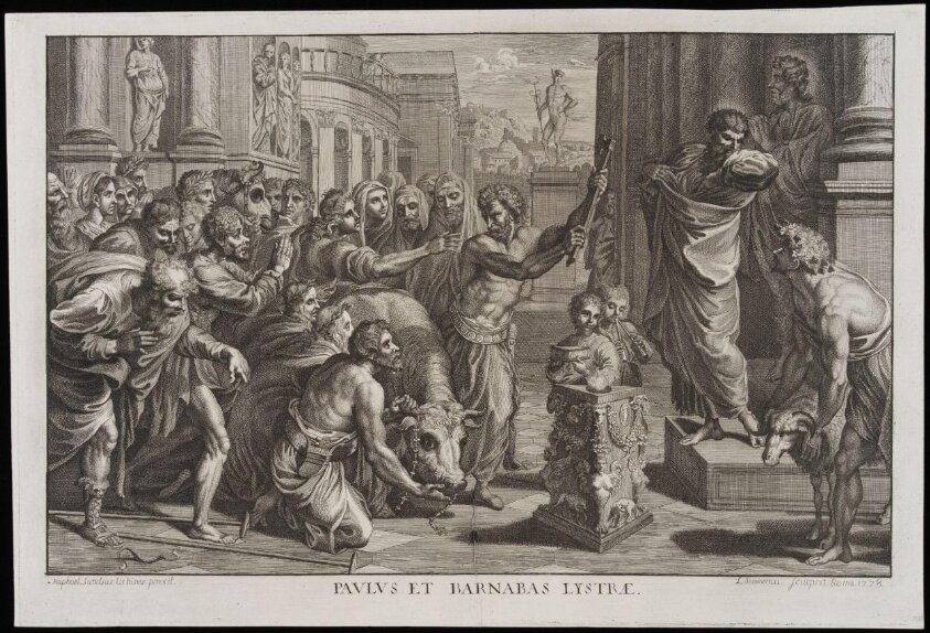 St. Paul and St. Barnabas at Lystra (1778) by Ludwig Sommerau