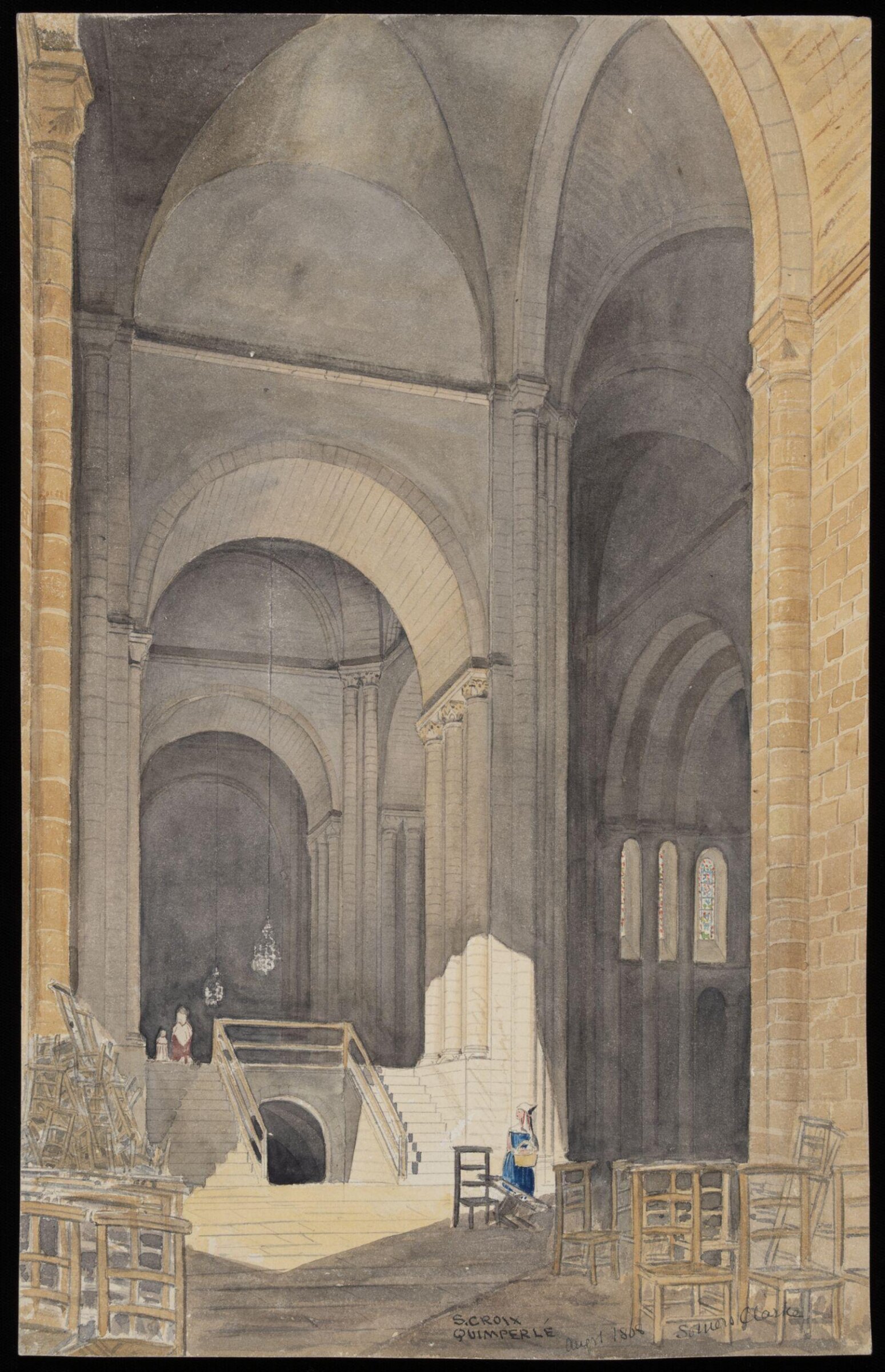 Interior of church at St. Croix, Quimperle, Somers Clarke