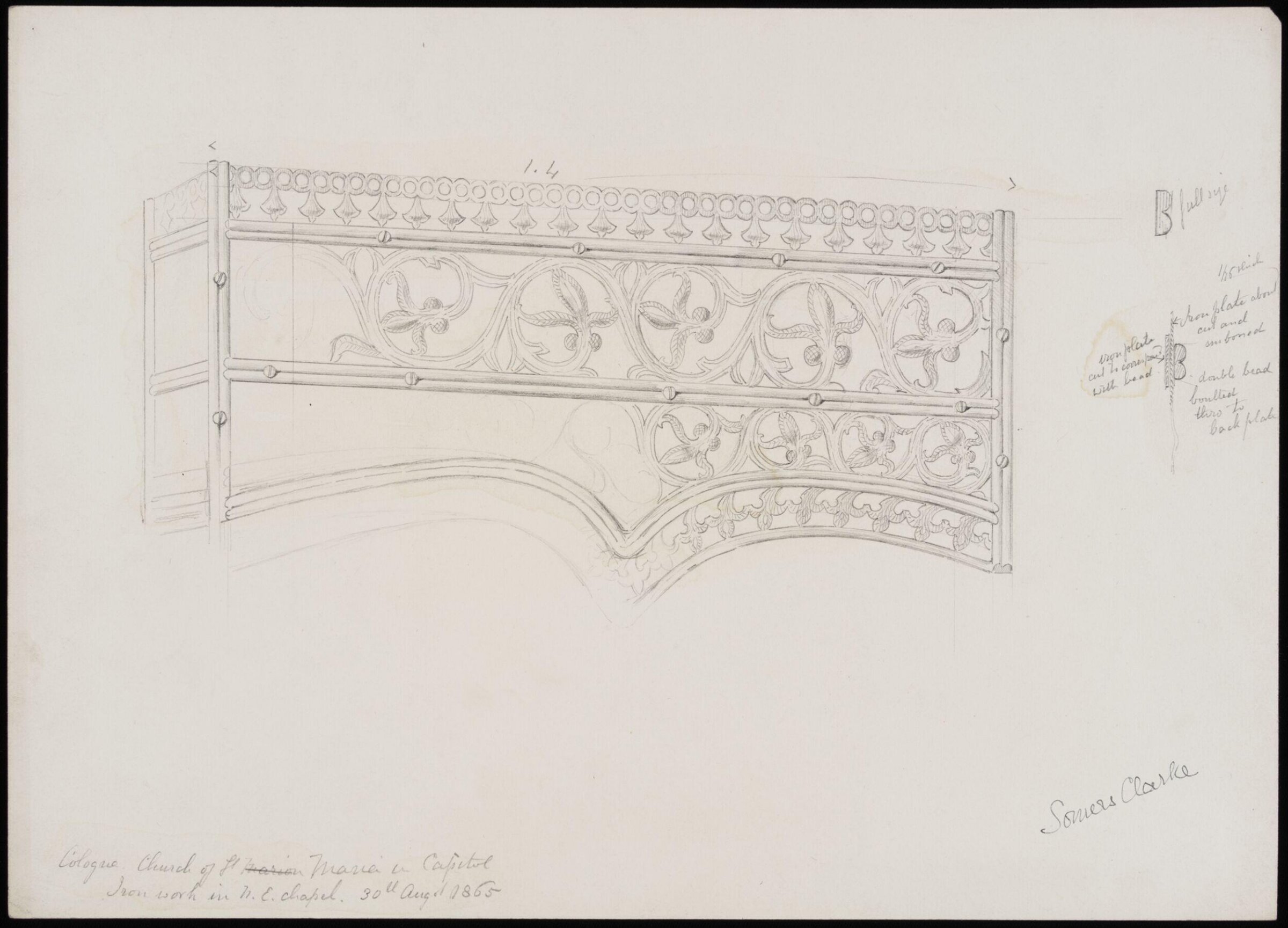 Details of ironwork in church of St. Maria in Capitol, Cologne, Somers Clarke, 30/08/1865