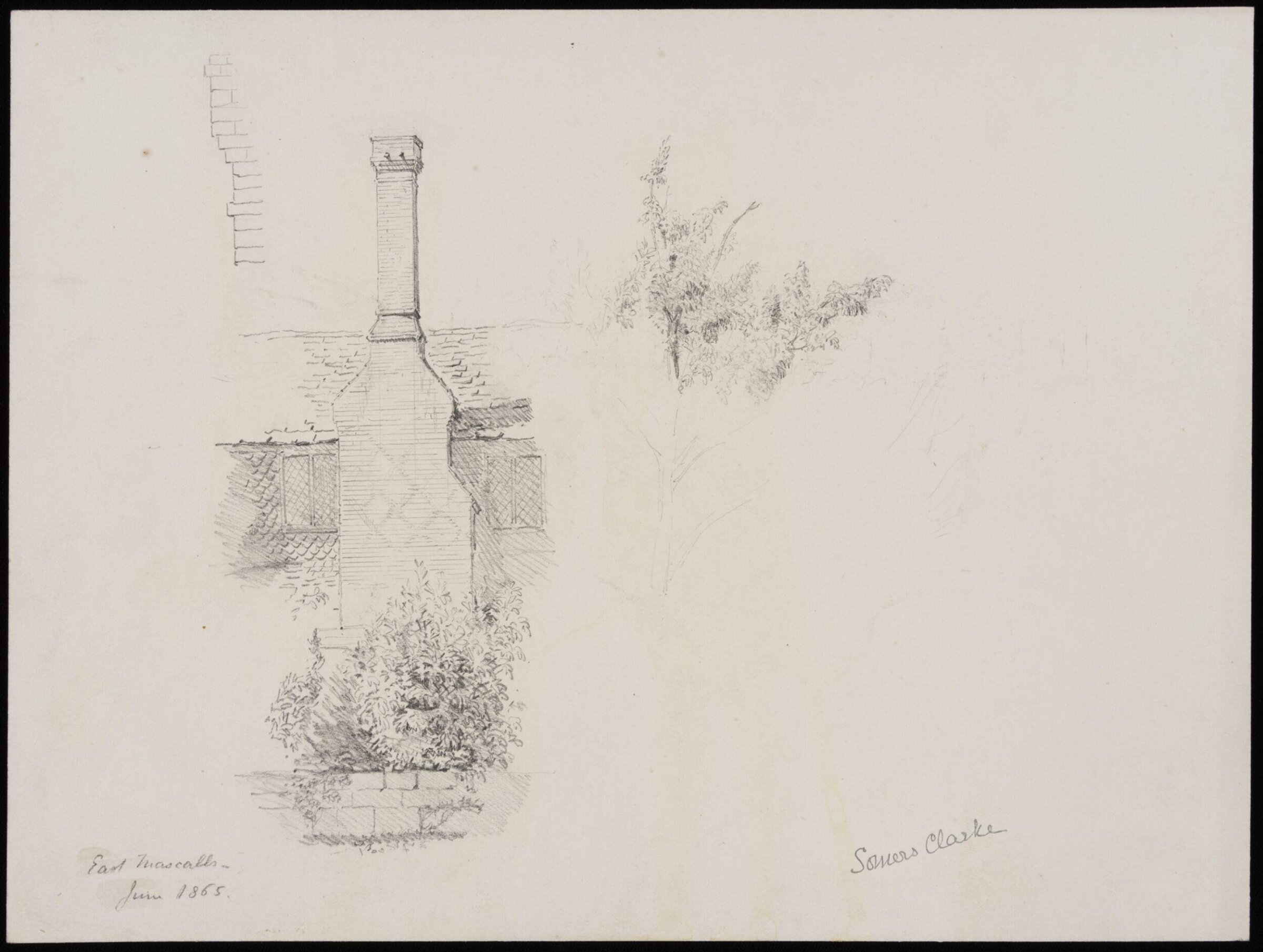 Sketch of part of old house, East Mascalls, Somers Clarke, 06/1865