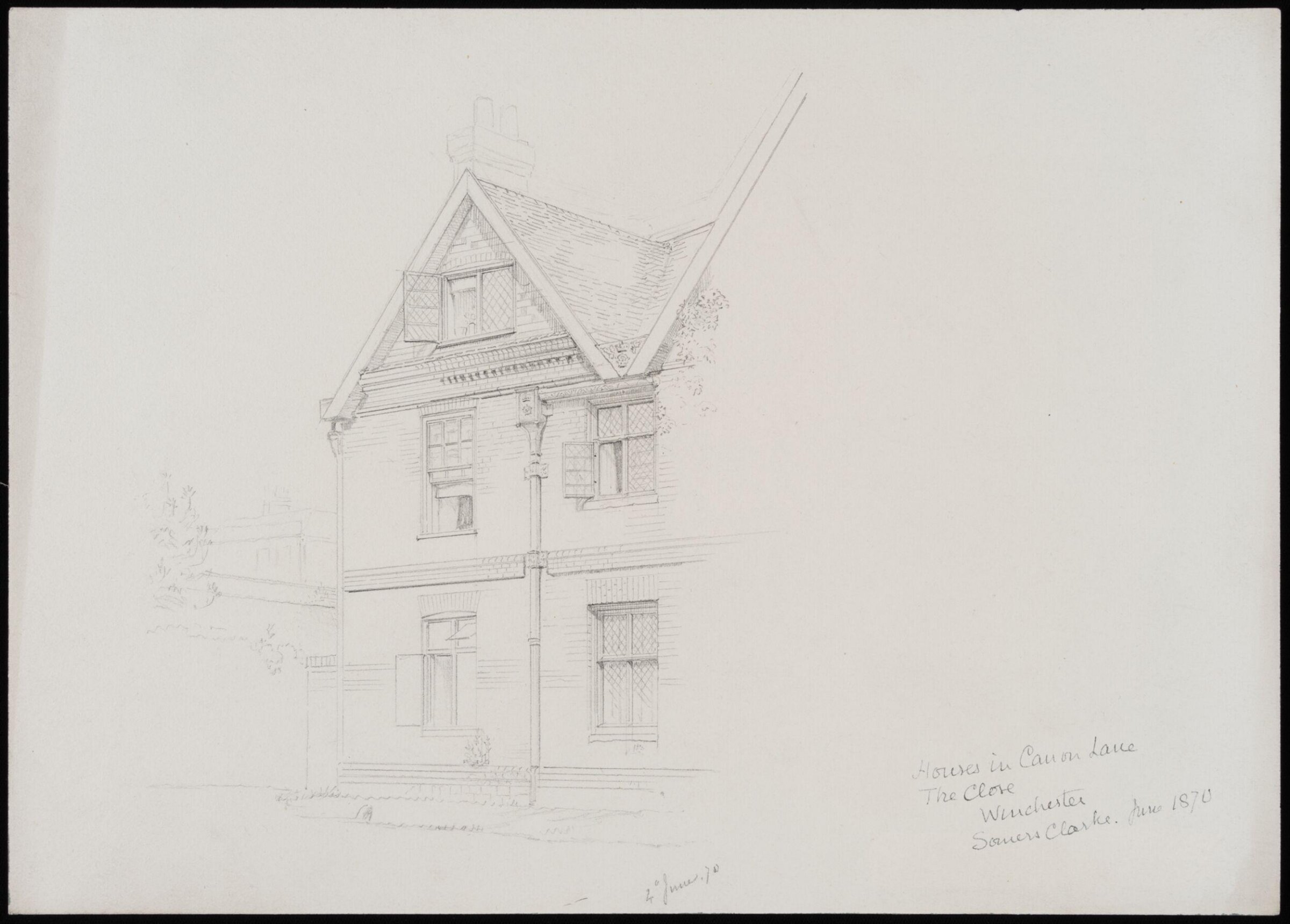 Houses in Canon Lane, The Close, Winchester, Somers Clarke, 04/06/1870