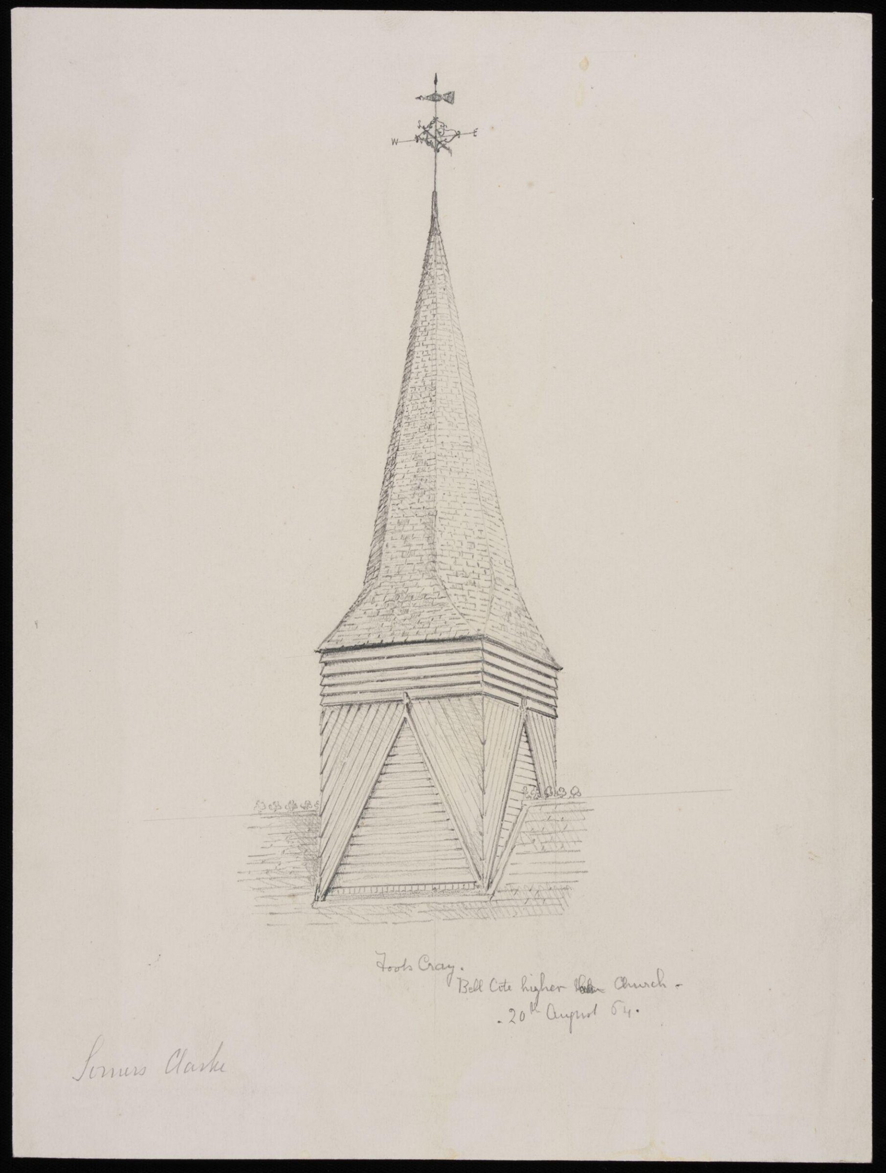 Bell cote, Foot Cray's Church, Kent, Somers Clarke, 20/08/1864