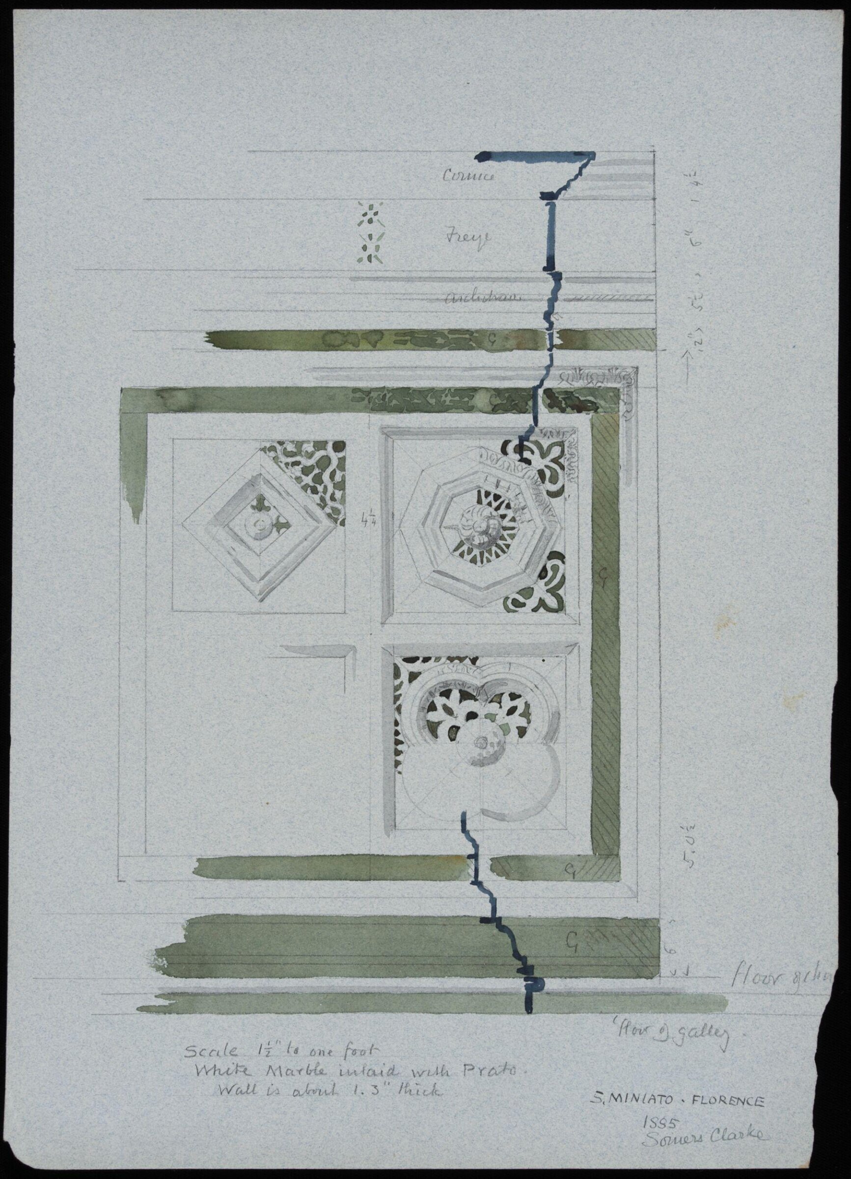 Details of marble inlay, Church of S. Miniato, Florence, Somers Clarke, 1885