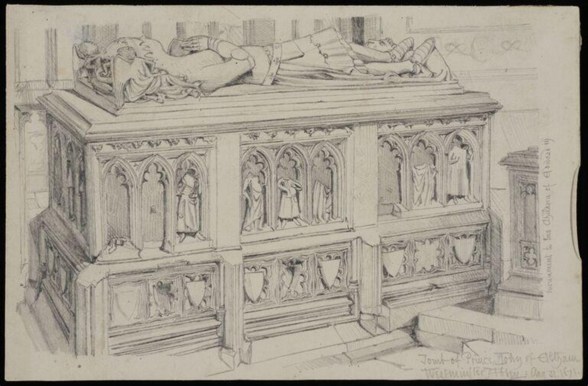 Reredos, fonts, a pulpit and monuments, Charles Frederick Godbold Turner, c.1895