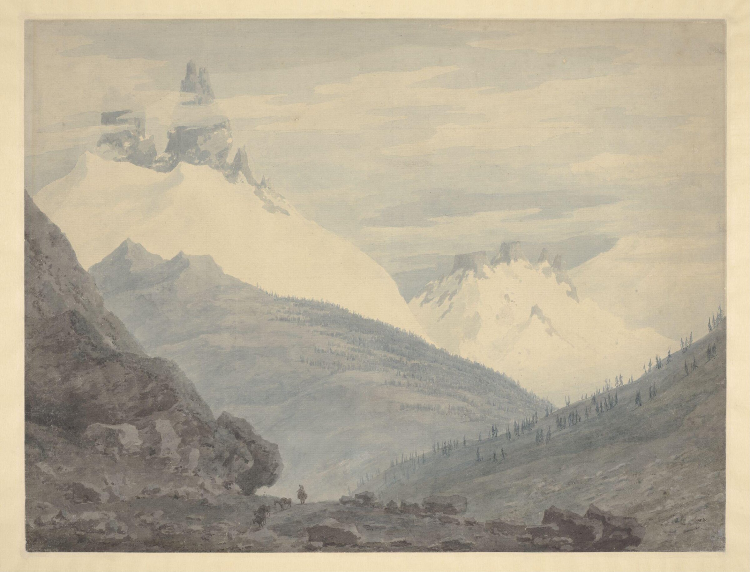 Alpine Scenery : Packhorses coming up a Pass, Cozens, ca. 1776