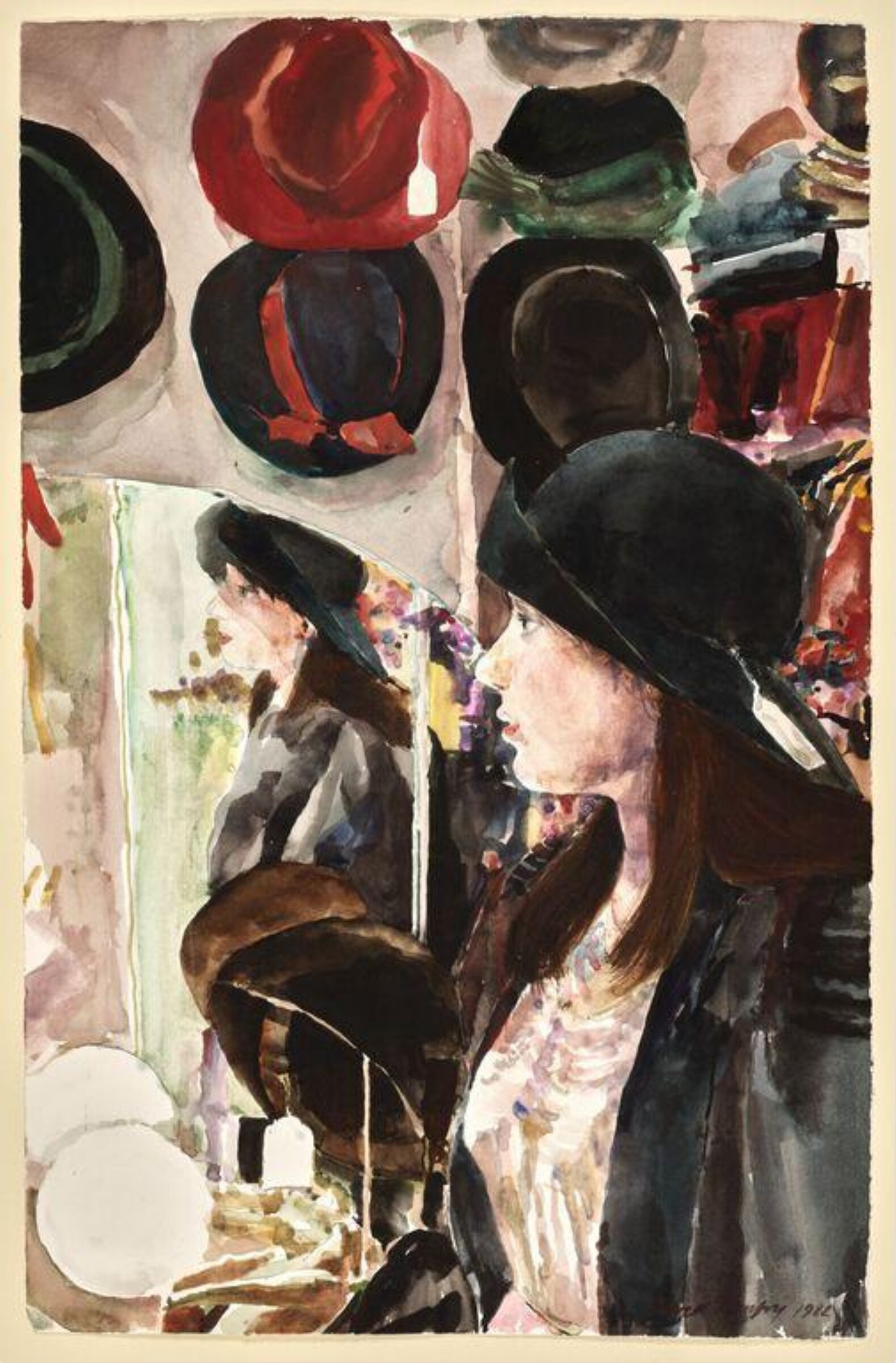 Girl in a Hat Shop, David Remfry, 1982