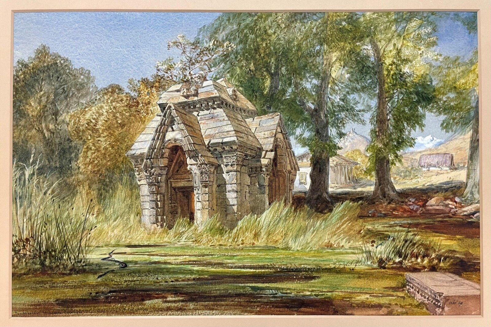 Pandrethan temple, Srinagar, William Simpson, 1865