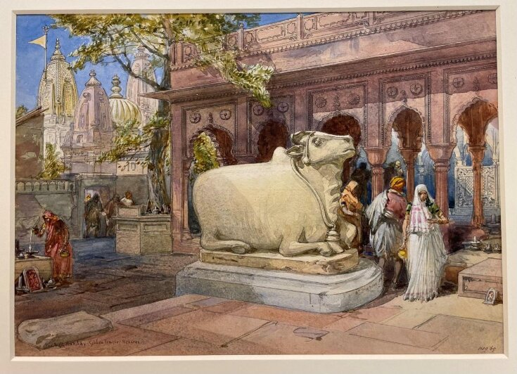 The Bull Nandi in the courtyard of the Golden Temple, Benares | Simpson,  William RI FRGS | V&A Explore The Collections