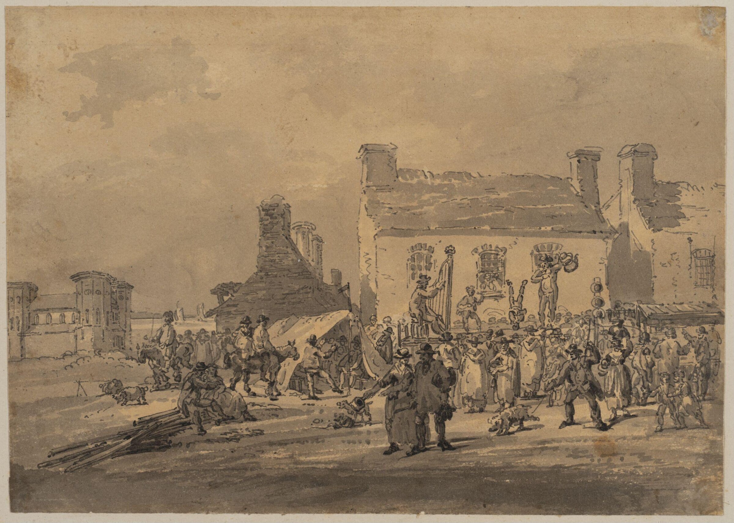 Village Fair, with mountebanks, Thomas Girtin, ca. 1795-1802