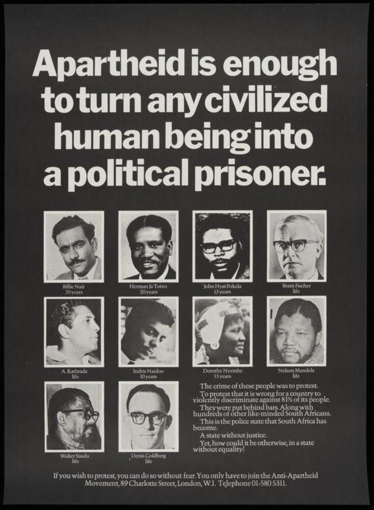 Apartheid is enough to turn any civilized human being into a political prisoner image