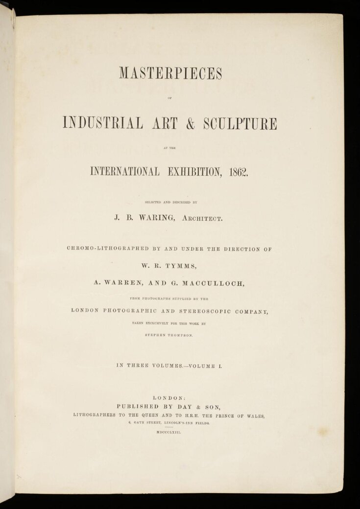 Masterpieces of industrial art & sculpture at the International Exhibition, 1862 top image