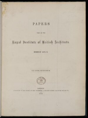 Papers read at the Royal Institute of British Architects'