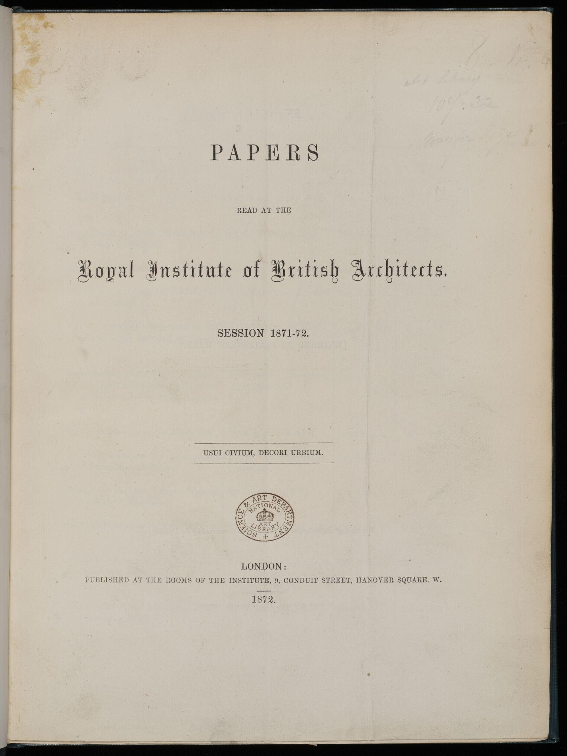 Papers read at the Royal Institute of British Architects'