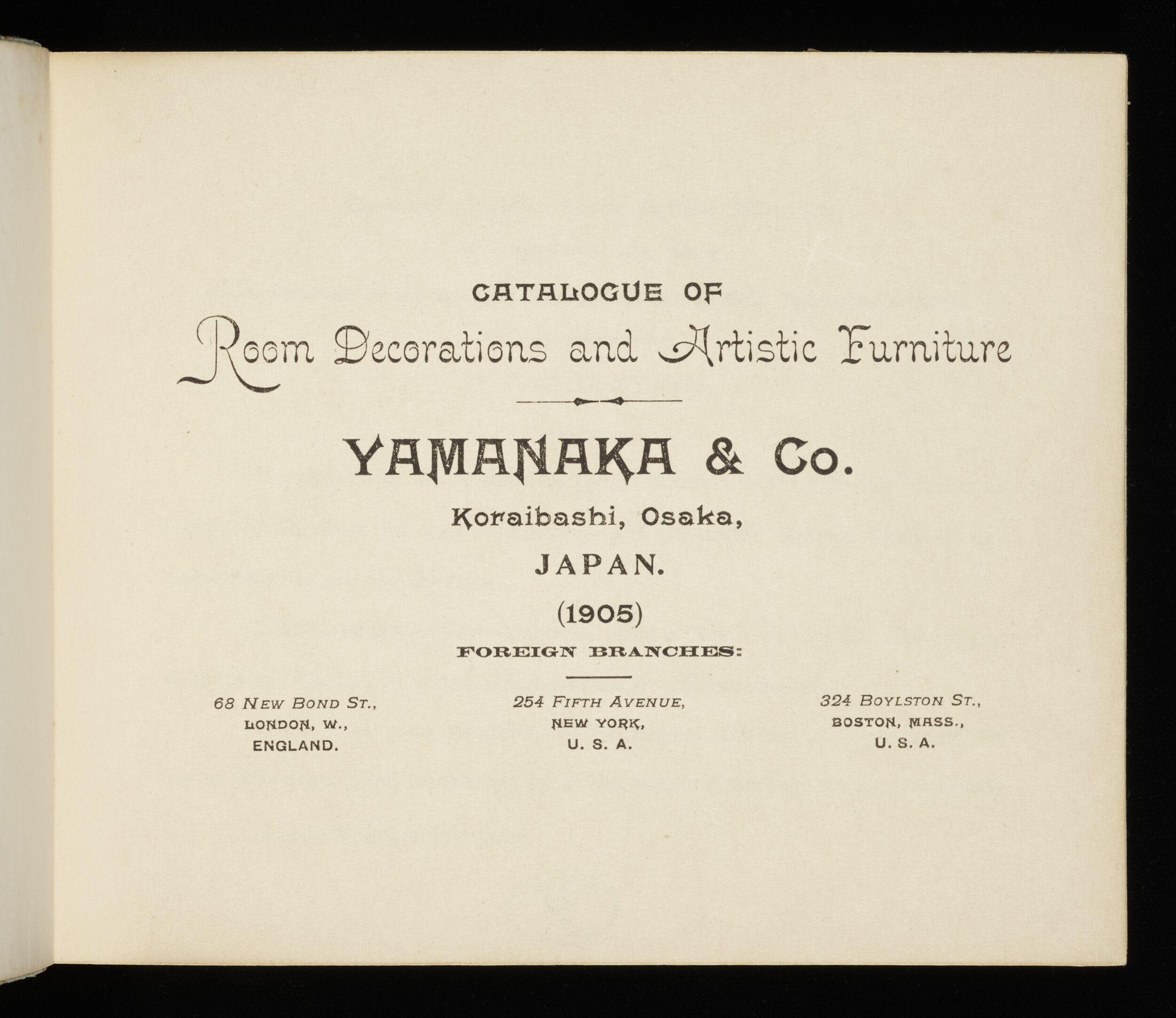 Catalogue of room decorations and artistic furniture