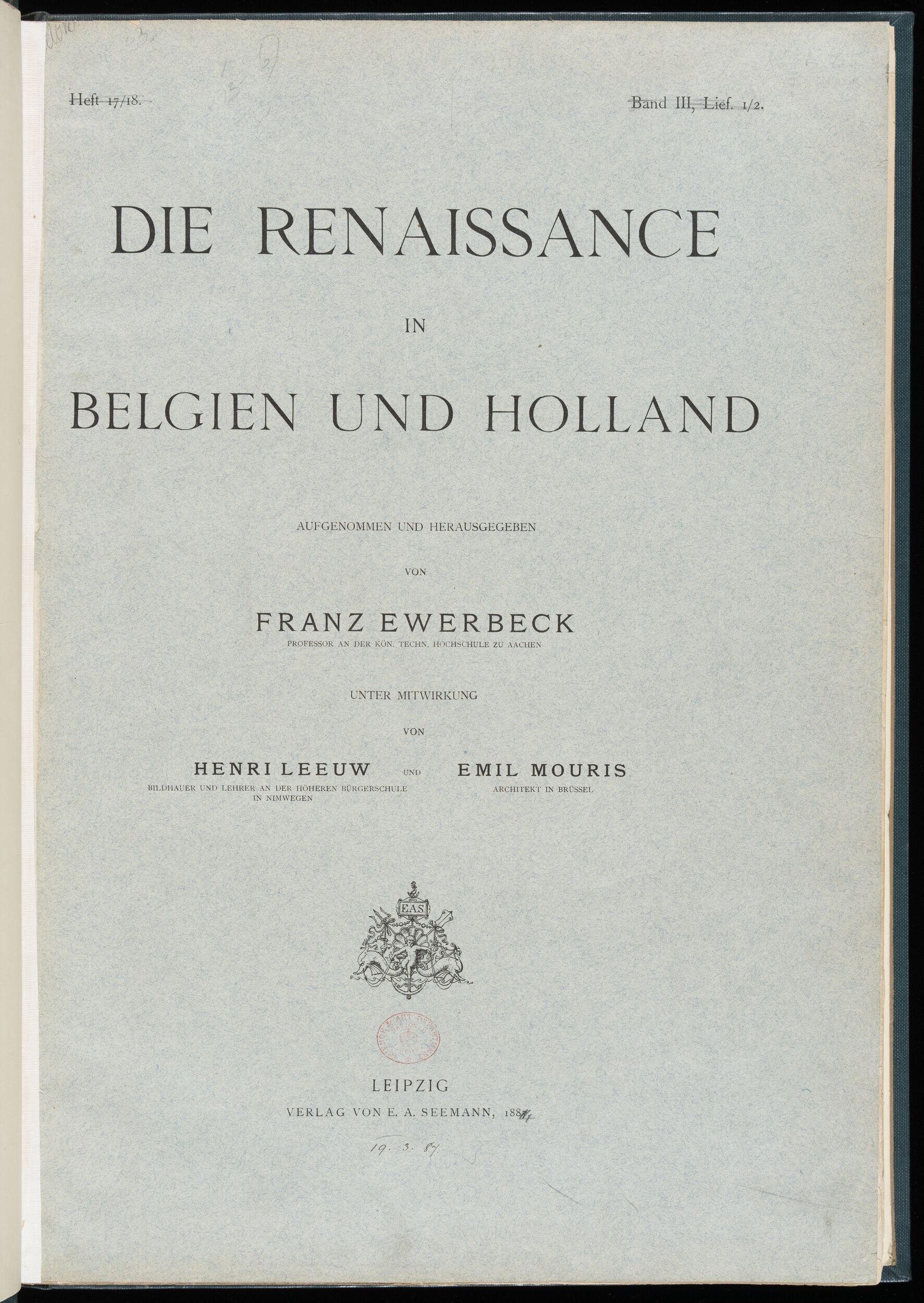 Die renaissance in Belgien und Holland