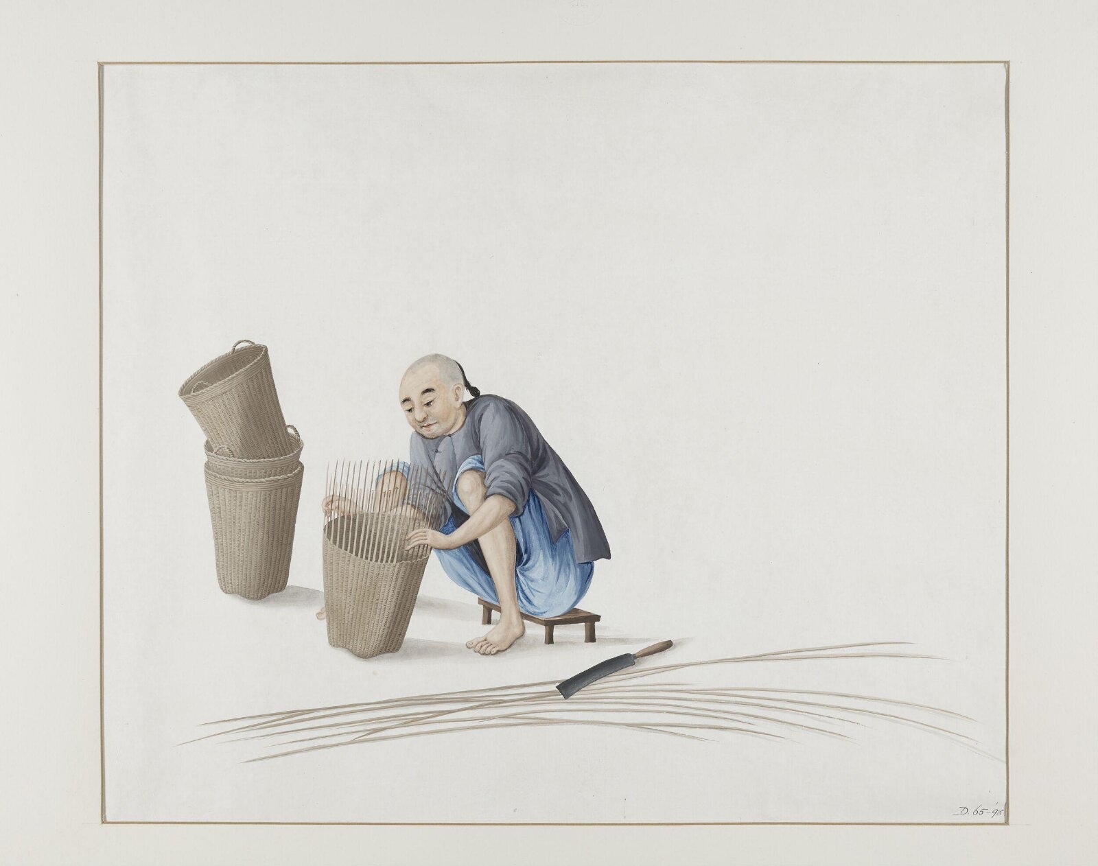 Weaving Deep Baskets, Puqua, ca. 1790